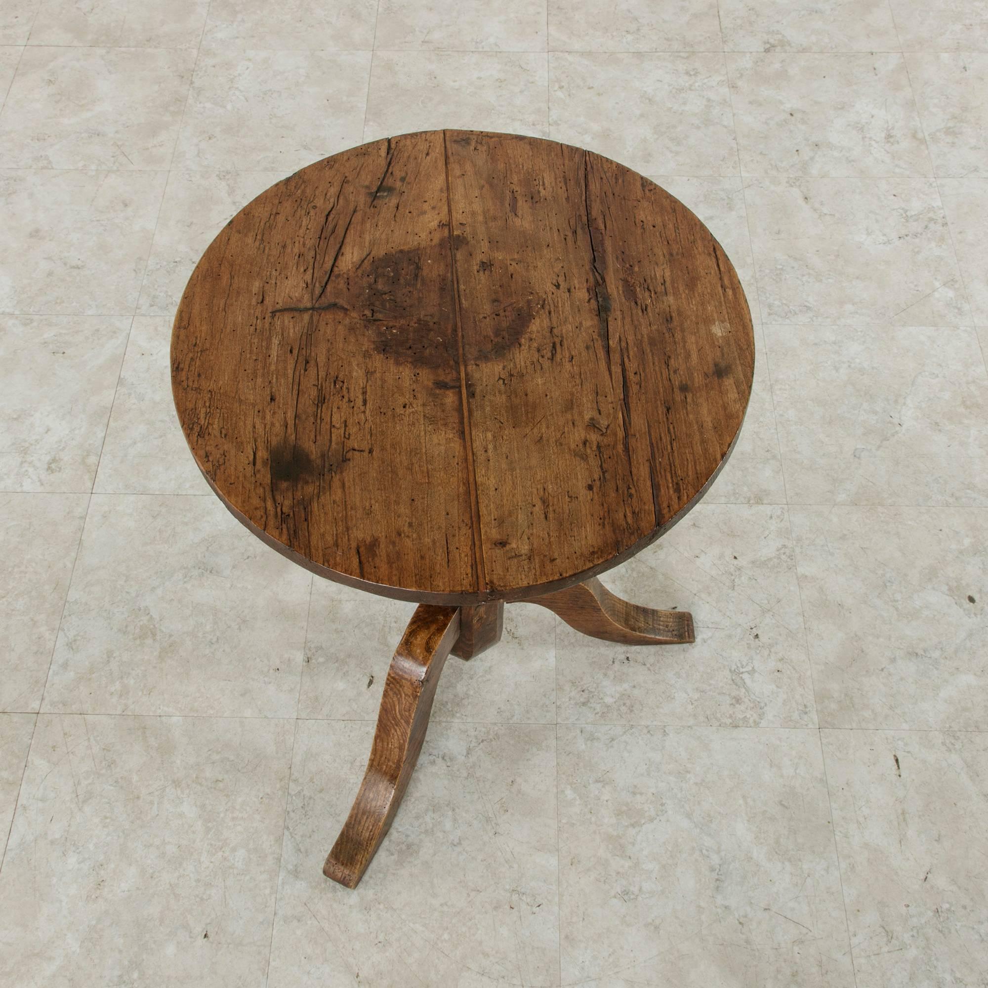 19th Century Rustic Artisan-Made French Chestnut Side Table or End Table 5