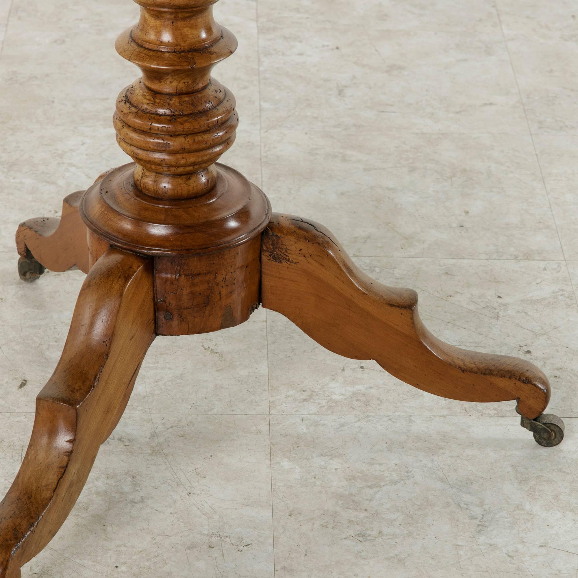 19th Century Louis Philippe Period Cherry Wood Pedestal Table or Side Table 4