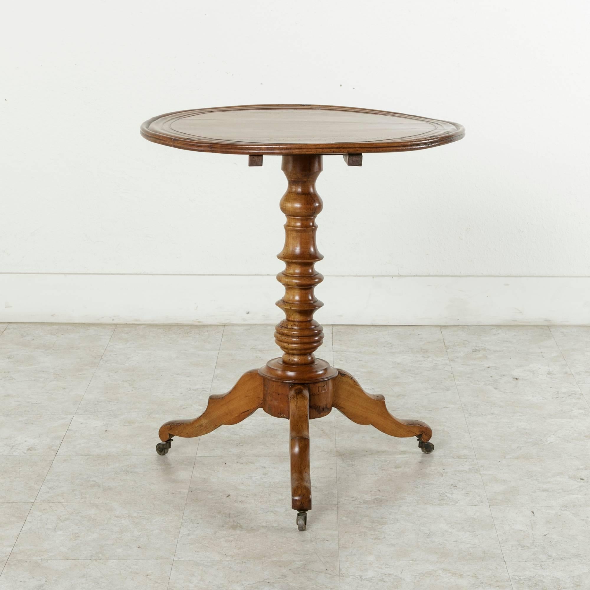 19th Century Louis Philippe Period Cherry Wood Pedestal Table or Side Table In Good Condition In Fayetteville, AR