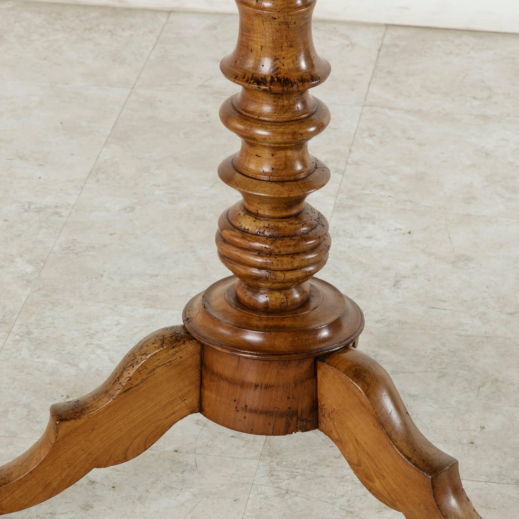 19th Century Louis Philippe Period Cherry Wood Pedestal Table or Side Table 5