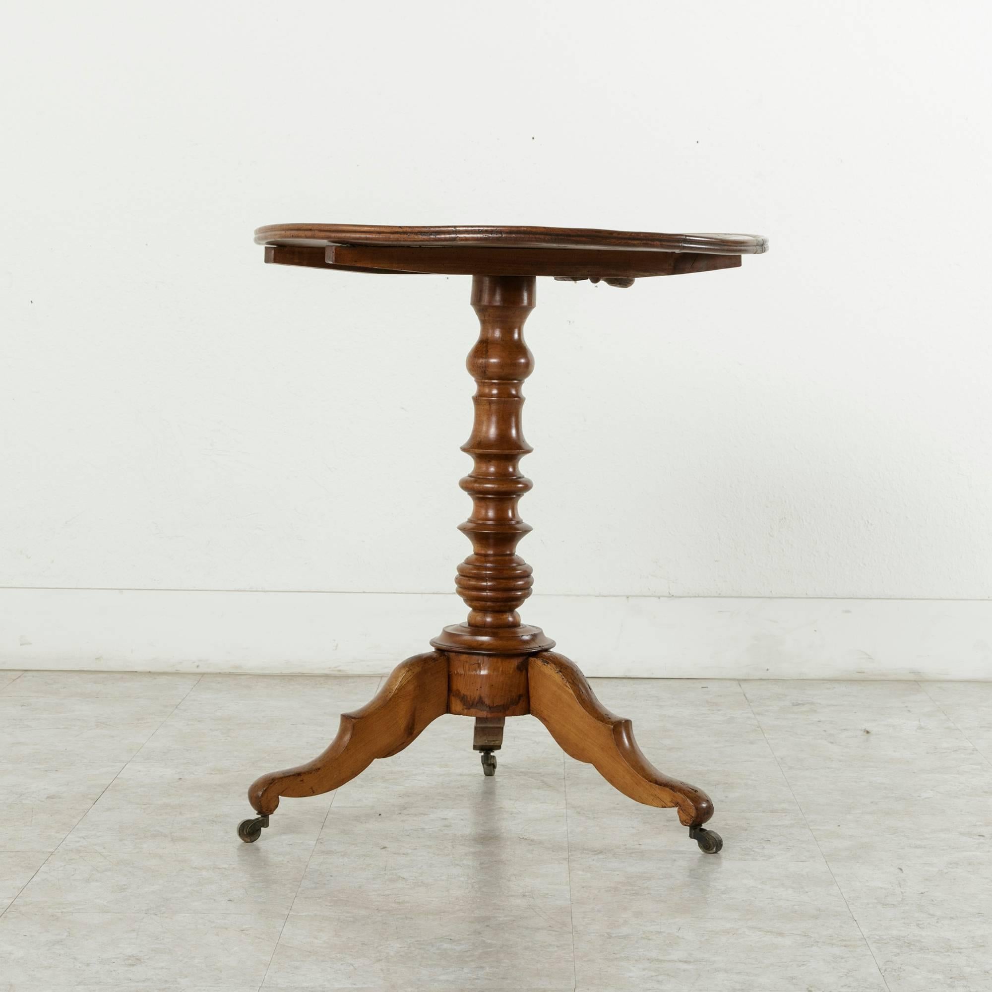 19th Century Louis Philippe Period Cherry Wood Pedestal Table or Side Table 1