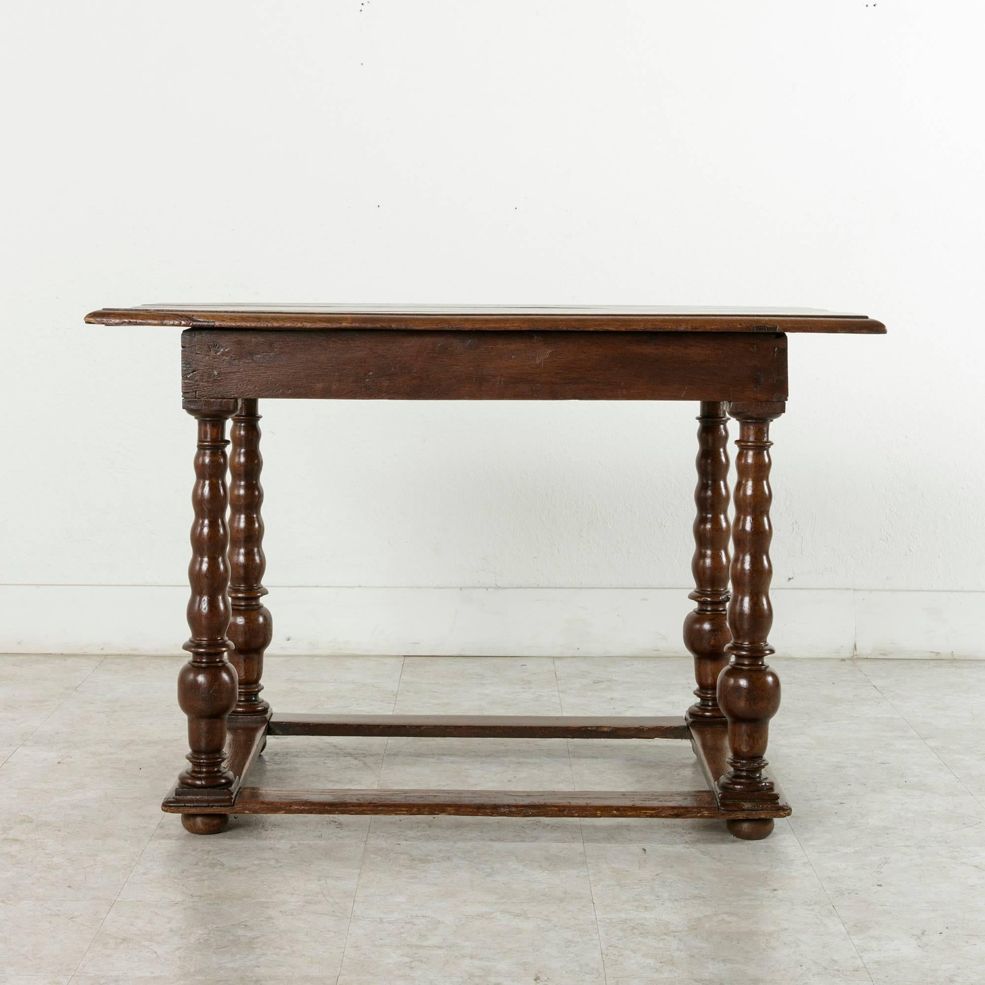 Late 17th Century 17th Century Louis XIII Period Oak Table with Spooled Legs and Single Drawer
