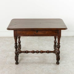 18th Century Louis XIII Style Oak Table with Turned Legs and Single Drawer