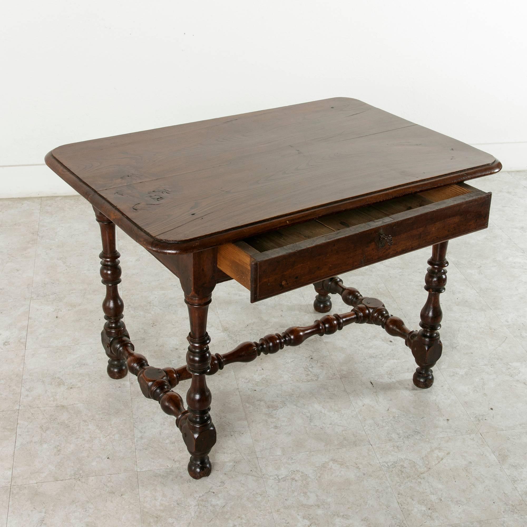 18th Century Louis XIII Style Oak Table with Turned Legs and Single Drawer 4