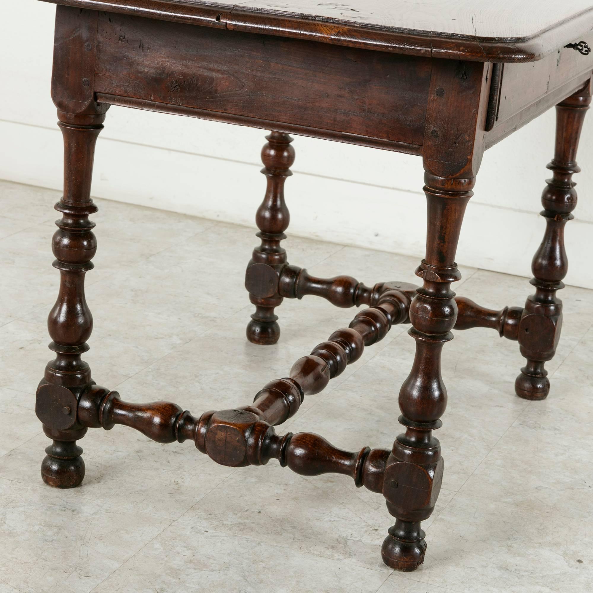 18th Century Louis XIII Style Oak Table with Turned Legs and Single Drawer 6