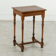 Small French Artisan-Made Hand Pegged Oak Side Table or Nightstand, circa 1900