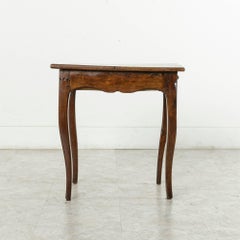 19th Century Artisan Made Louis XV Style Oak Side Table with Single Drawer