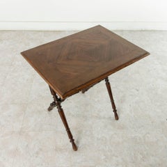 Late 19th Century Folding French Campaign Style Table Rosewood and Mahogany Top