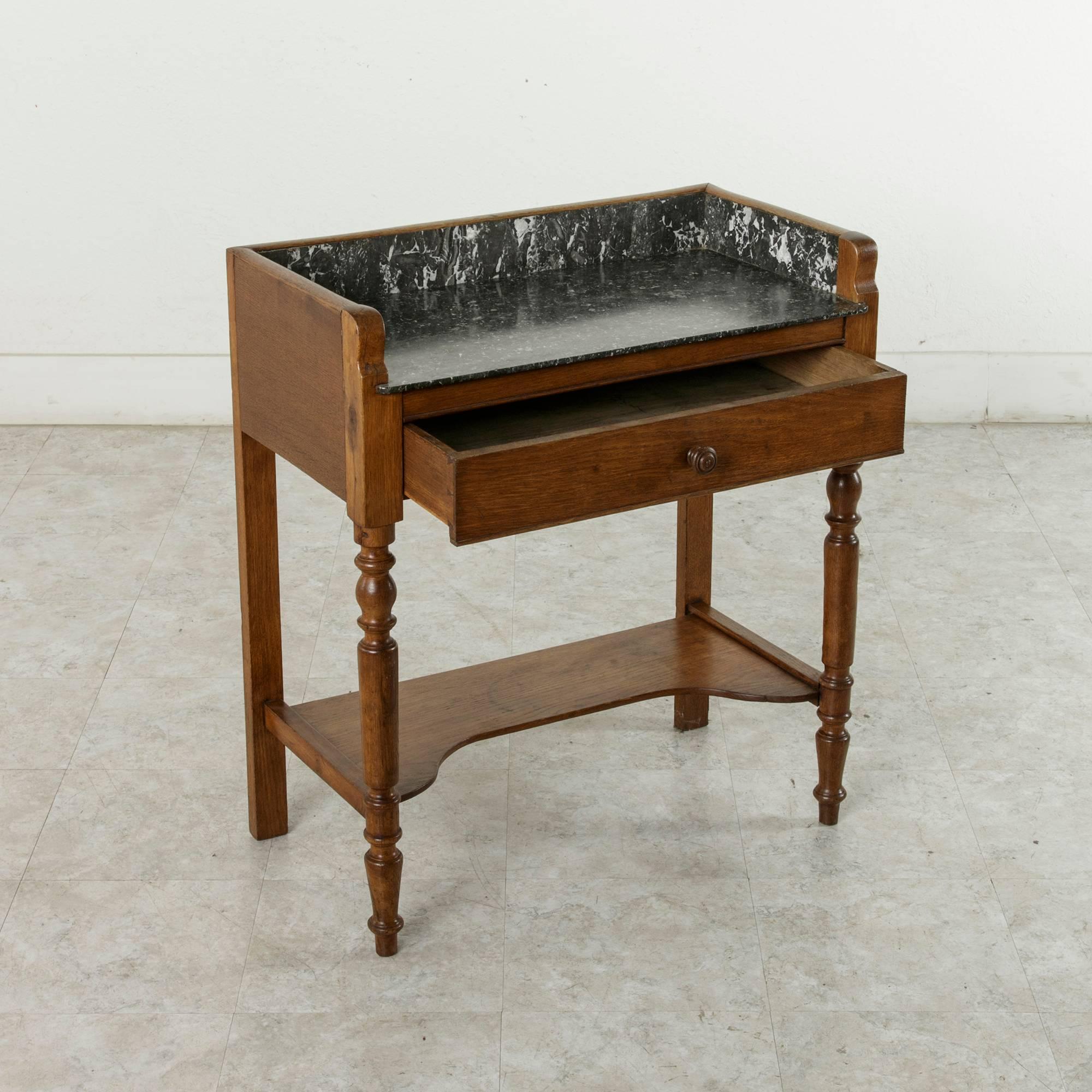 Late 19th Century French Oak Console Table or Dry Bar with Saint Anne Marble Top 2