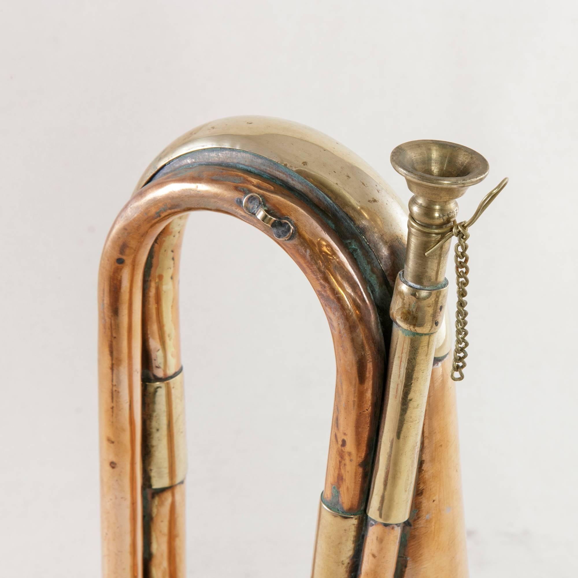 Mid-20th Century Copper and Brass Bugle with Insignia of Australian University In Excellent Condition In Fayetteville, AR