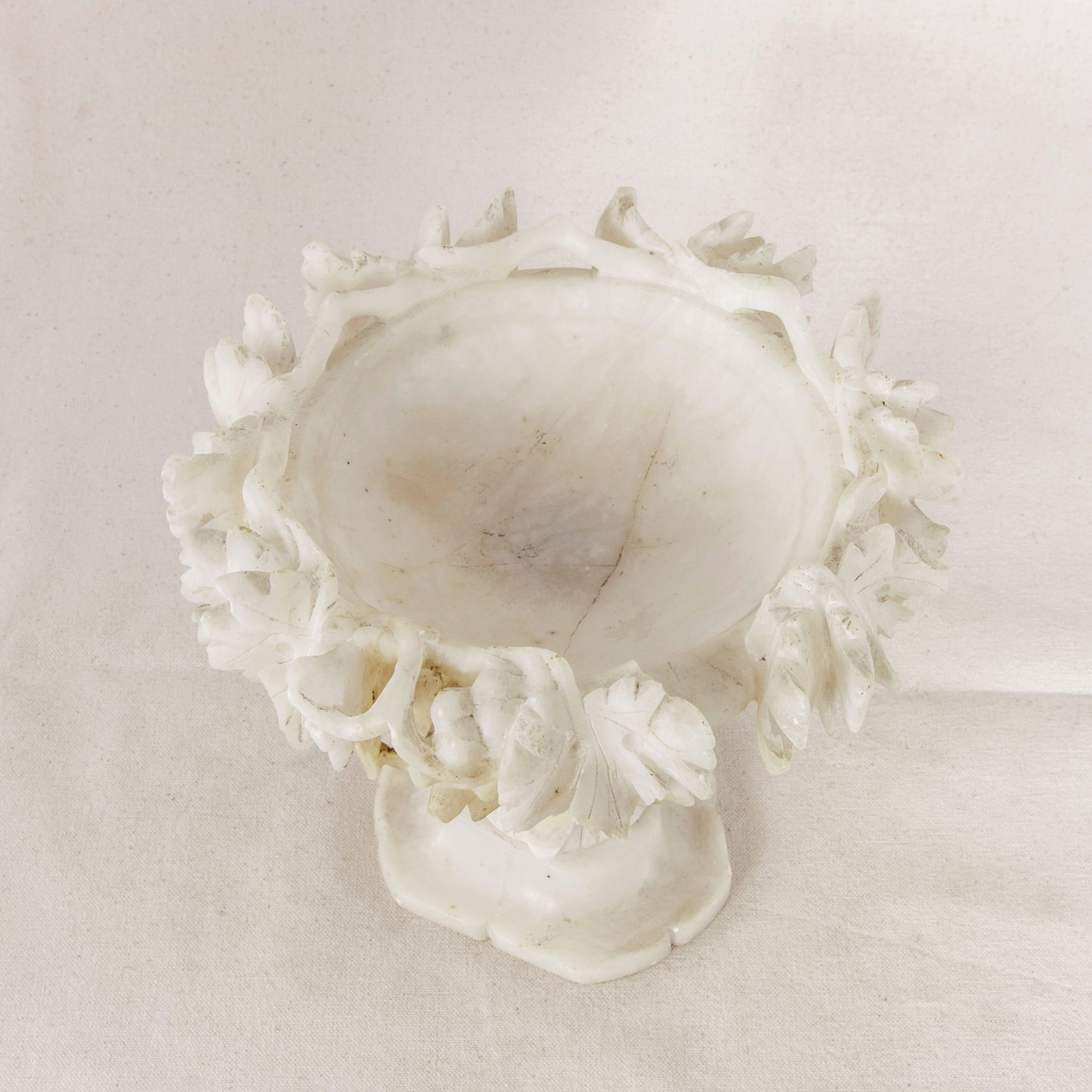 Late 19th Century French Hand-Carved Alabaster Compote or Pedestal Bowl 6