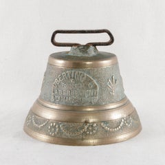 19th Century French Cast Bronze Cow Bell Marked by the Foundry, Obertino