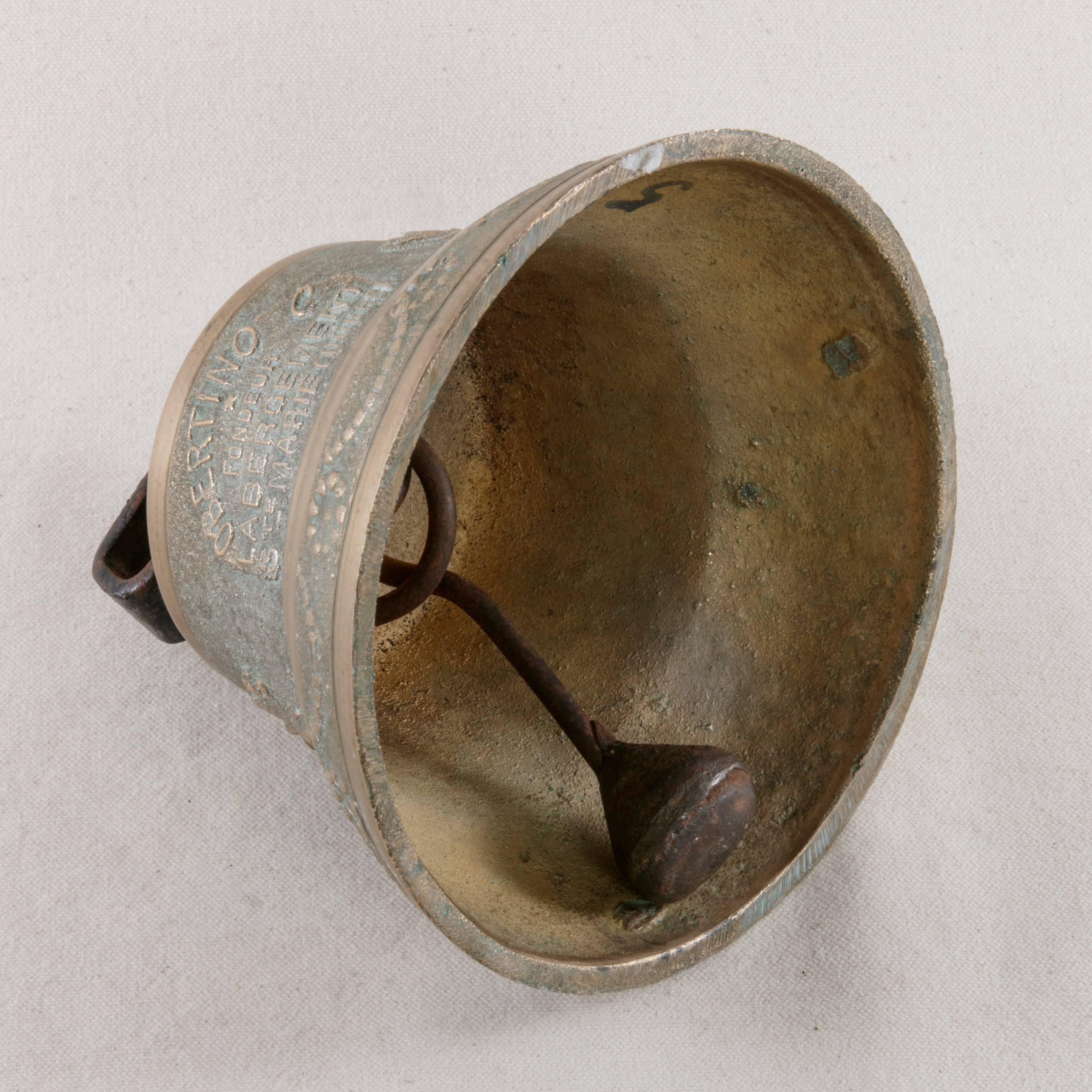 19th Century French Cast Bronze Cow Bell Marked by the Foundry, Obertino 1