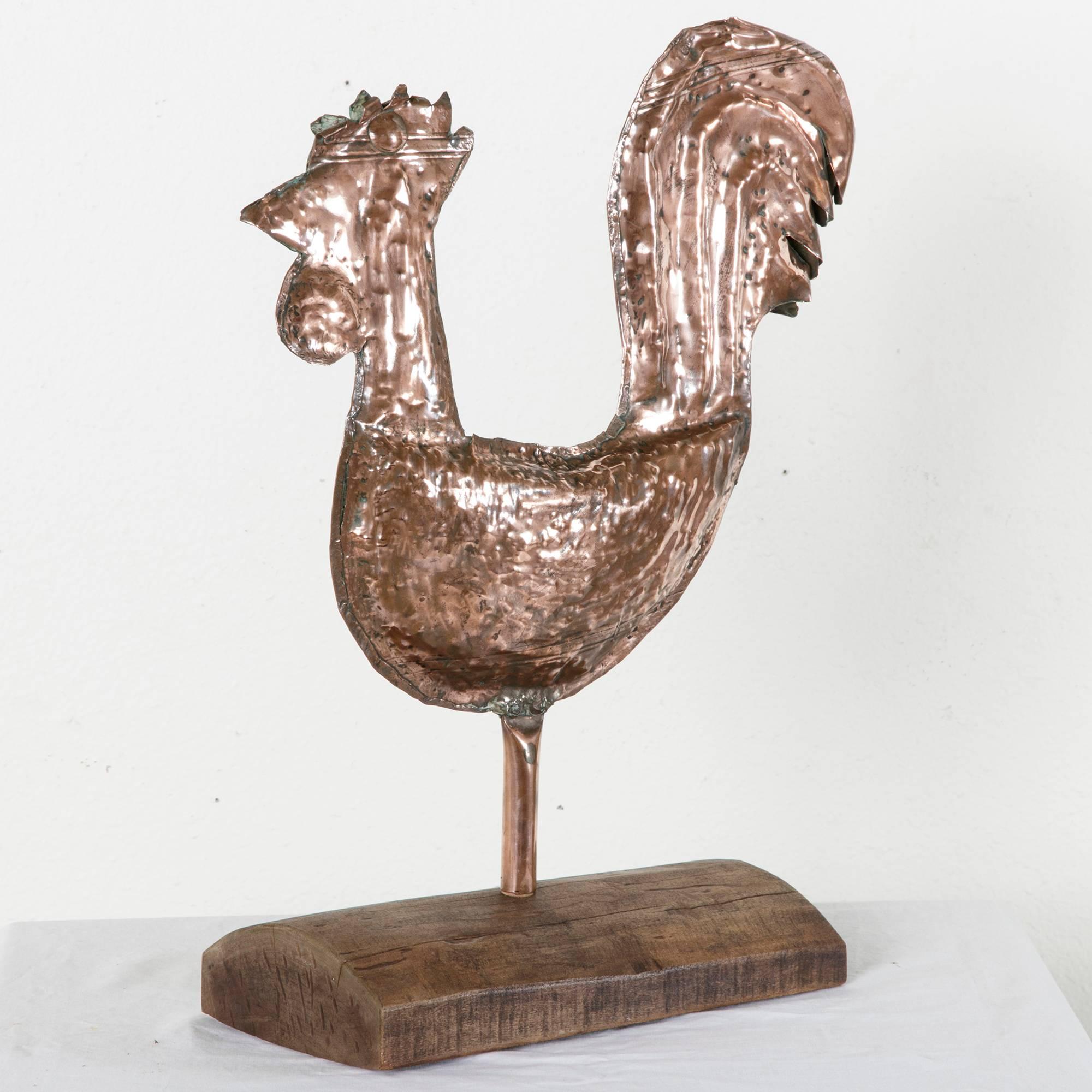 18th Century French Revolution Copper Rooster Weather Vane on Walnut Base 5