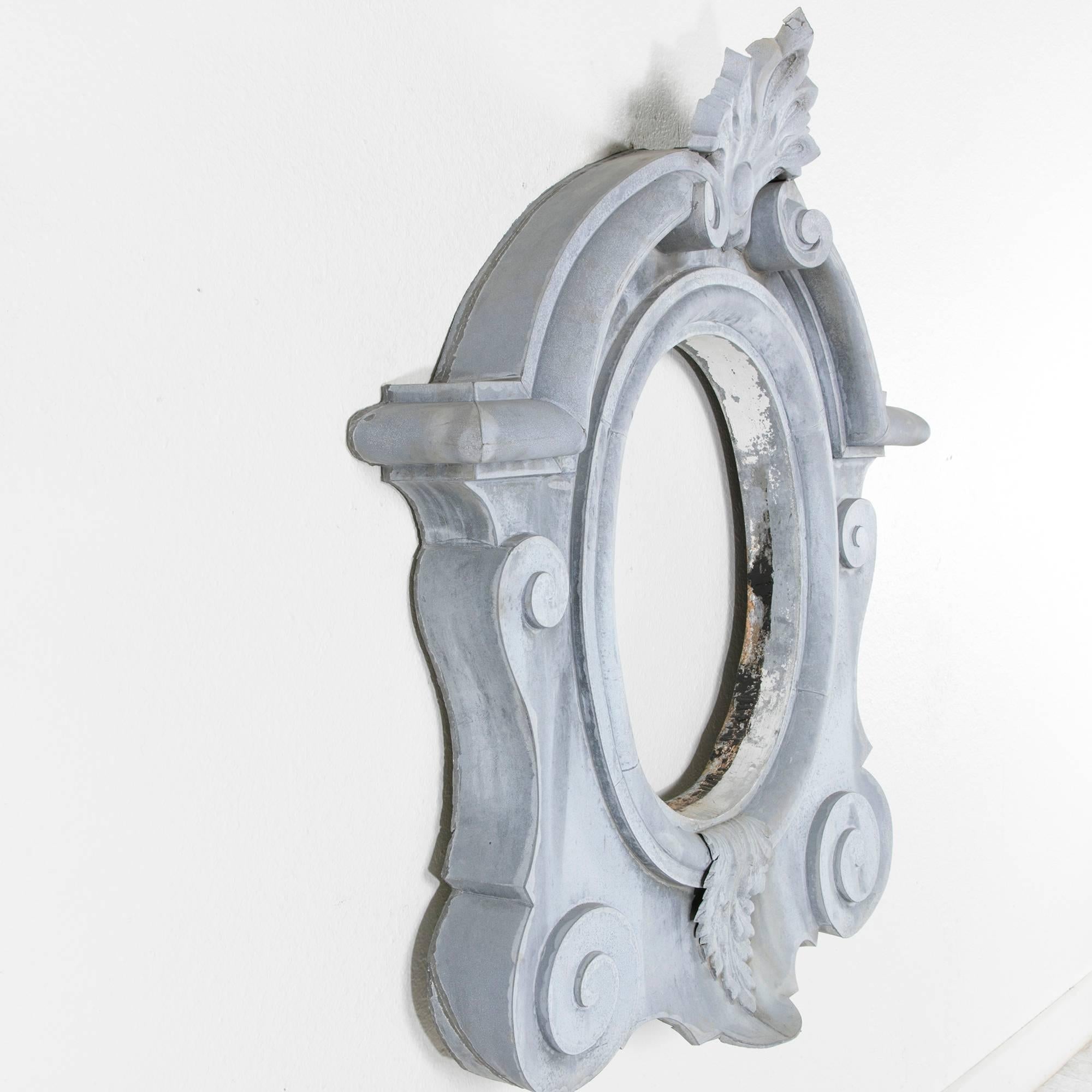 French Impressive Late 19th Century Zinc Window, Oeil de Boeuf, Frame or Mirror