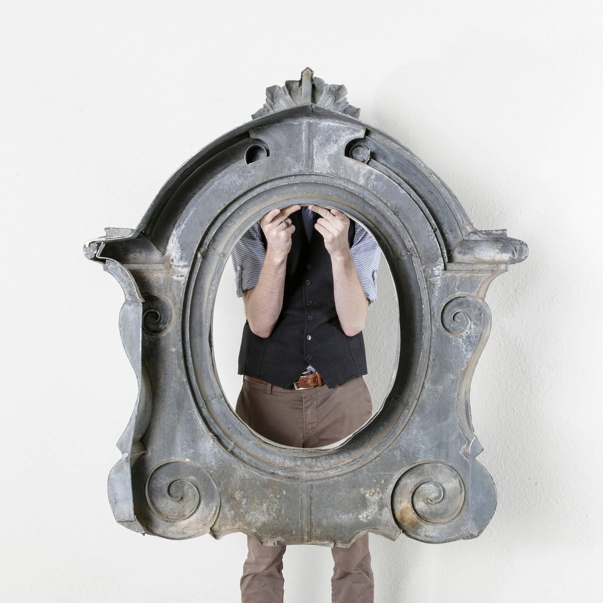 Impressive Late 19th Century Zinc Window, Oeil de Boeuf, Frame or Mirror 2