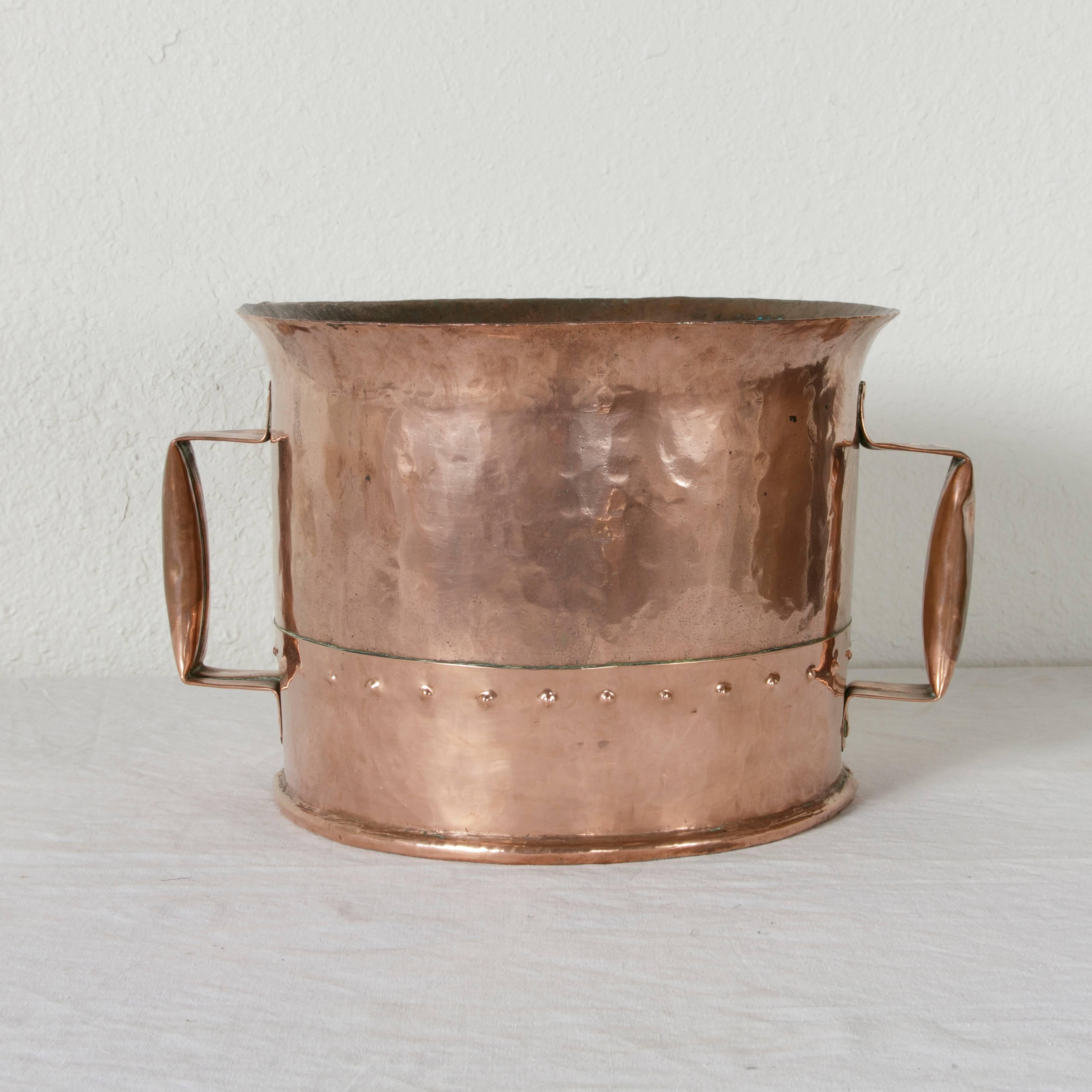 Late 19th Century French Riveted Copper Water Bucket with Two Handles 1