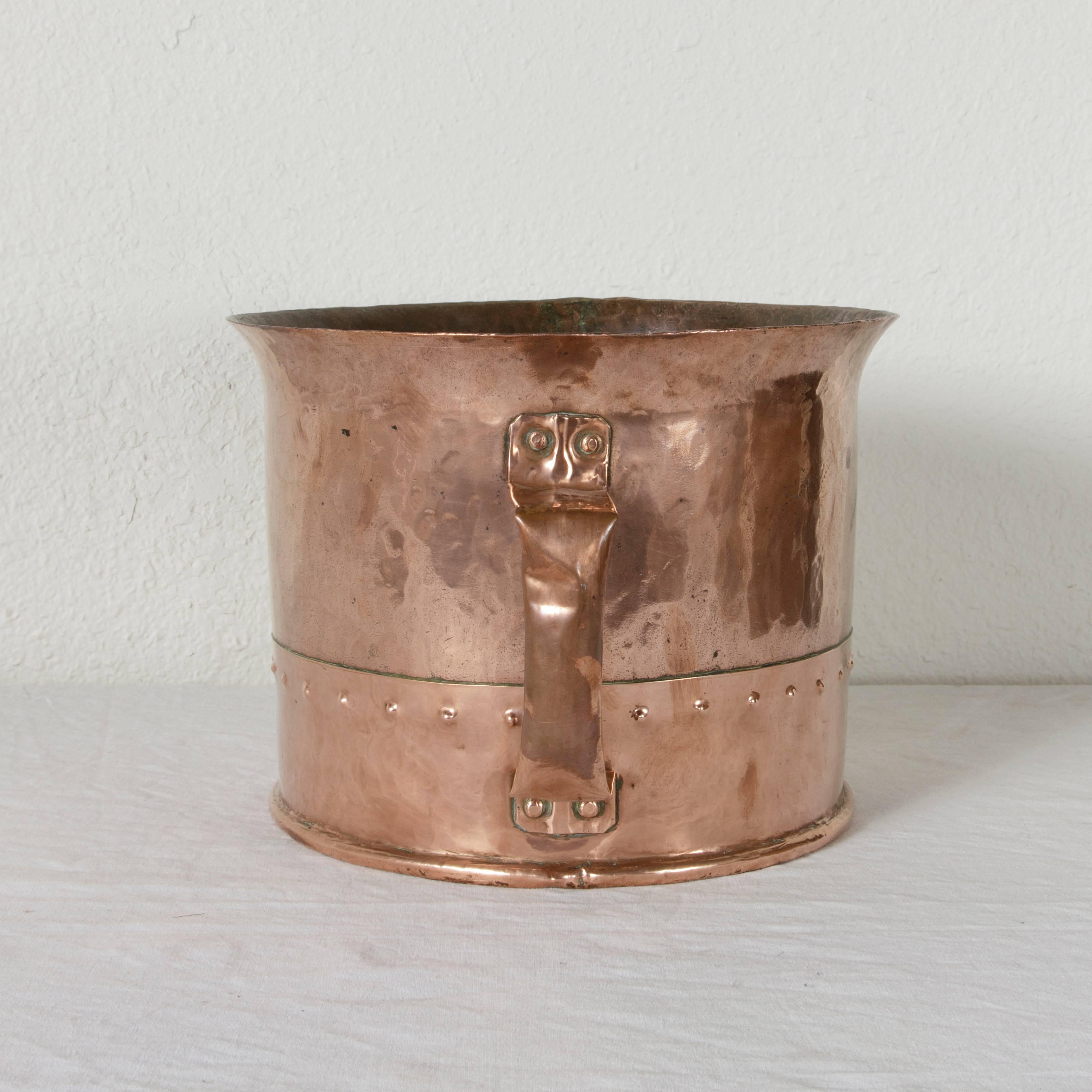 Late 19th Century French Riveted Copper Water Bucket with Two Handles 2