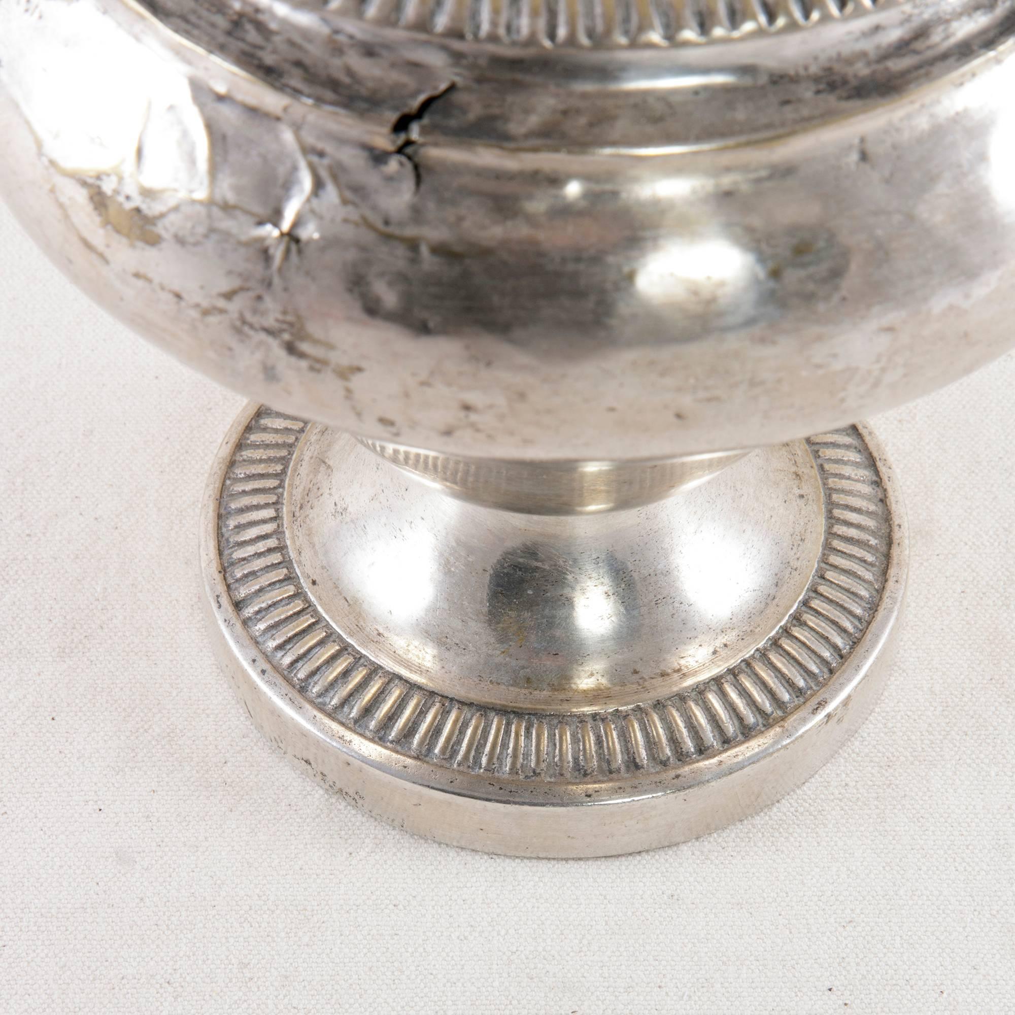 18th Century French Silver Plate Holy Water Vessel with Handle 3