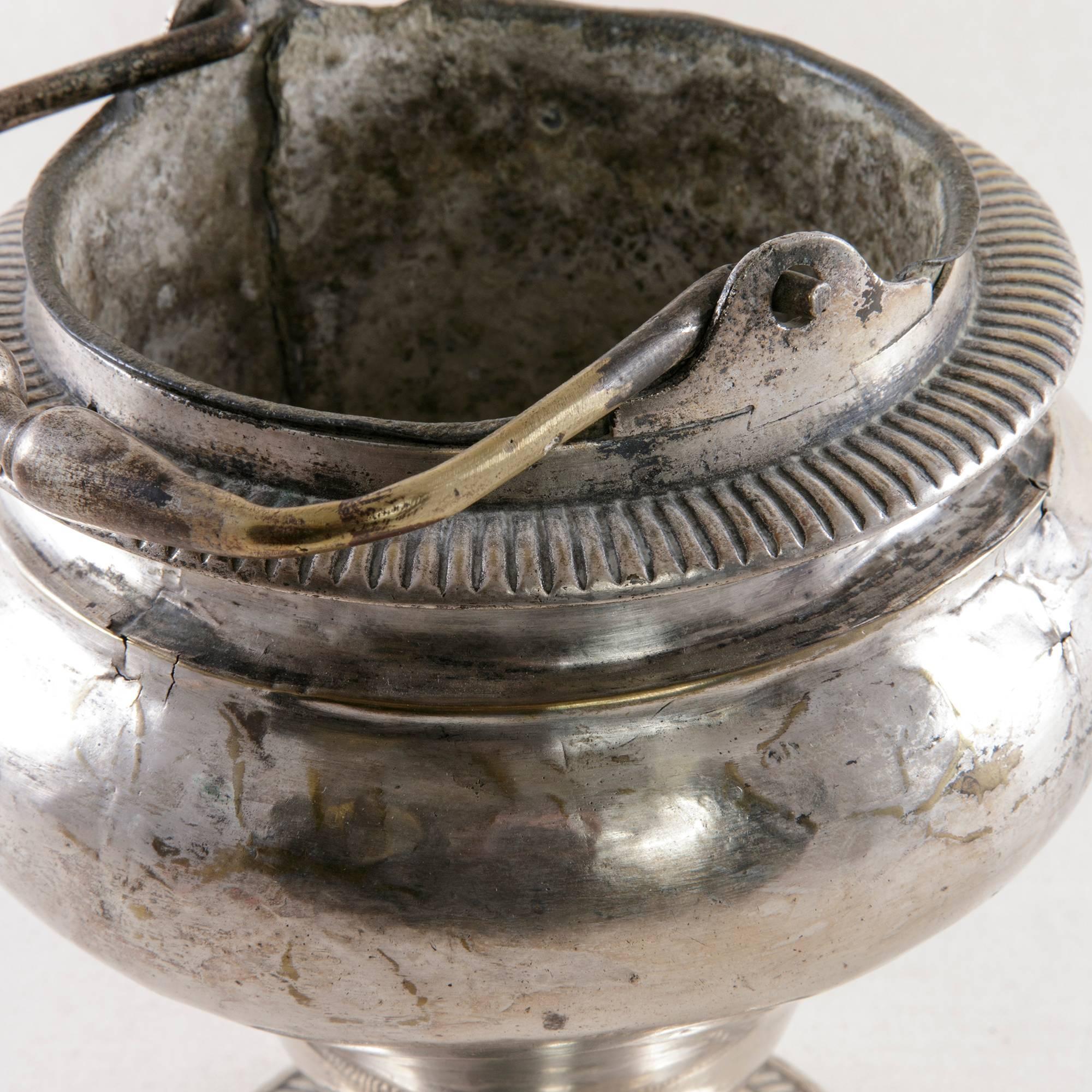 18th Century French Silver Plate Holy Water Vessel with Handle 2