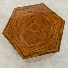 Early 20th Century French Art Deco Period Bookmatched Walnut Hexagon Side Table