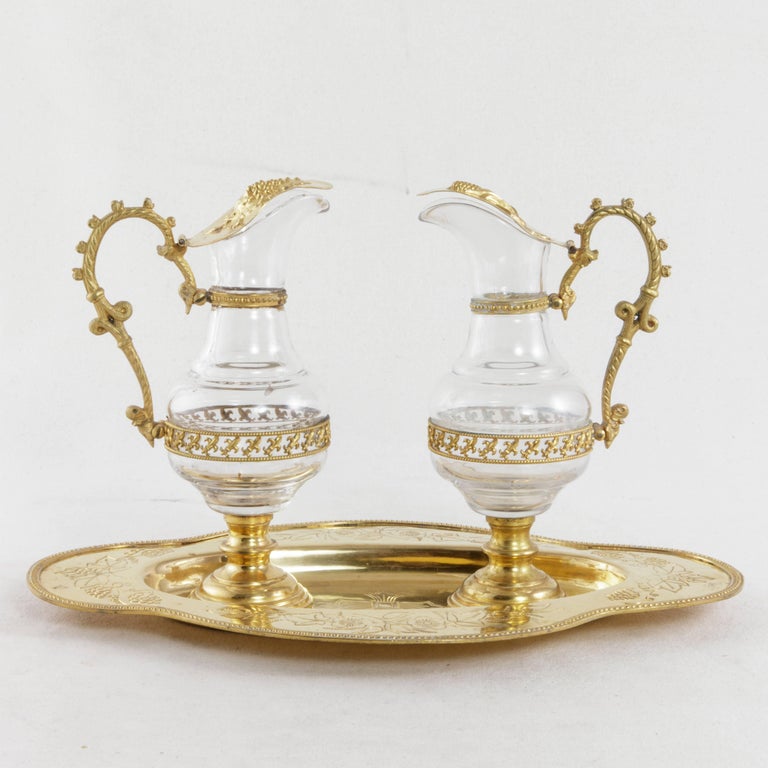 Early 20th Century Set of French Gilded Metal and Glass Holy Communion