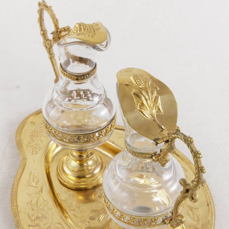 Early 20th Century Set of French Gilded Metal and Glass Holy Communion