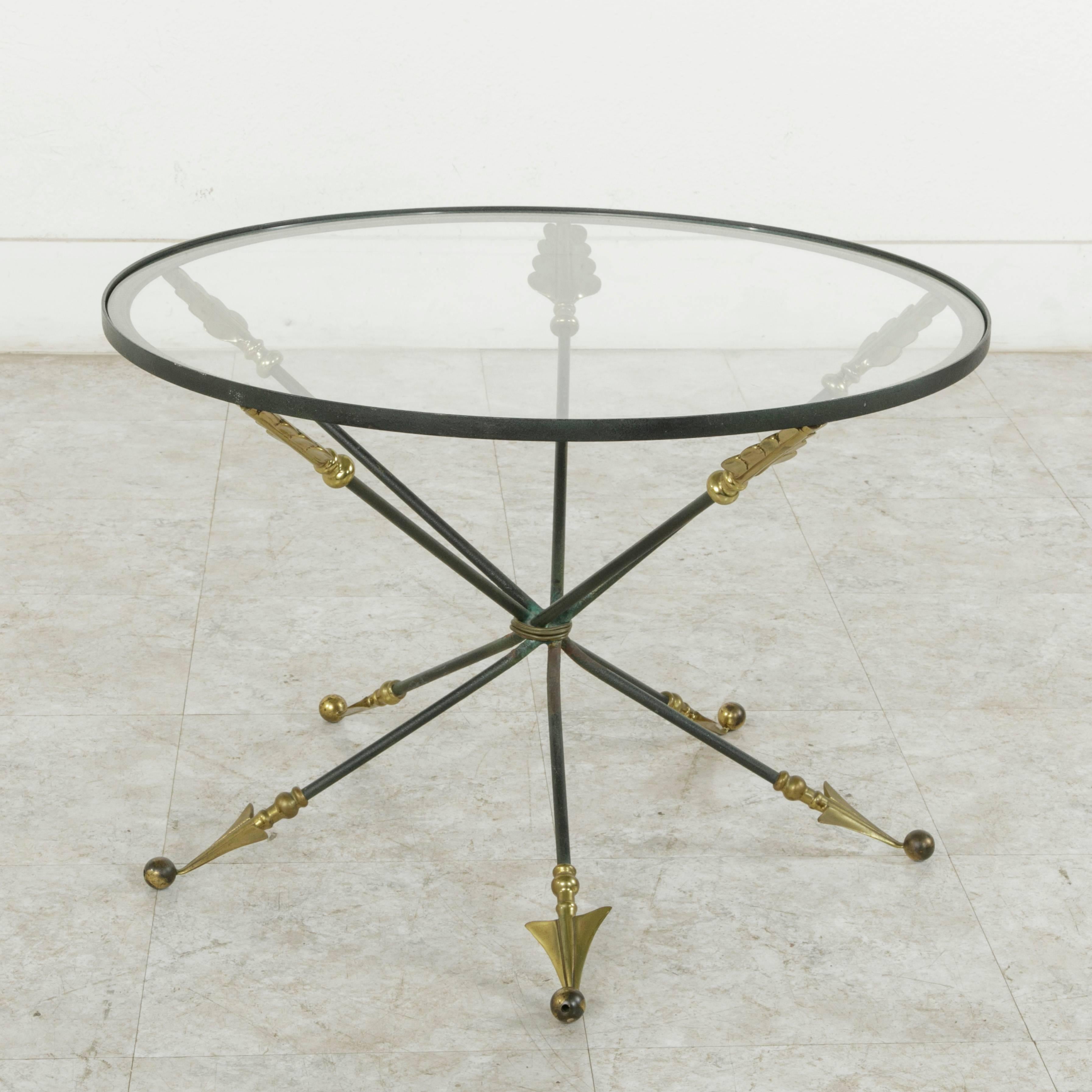 Mid-20th Century French Directoire Style Bronze and Glass Coffee Table 1