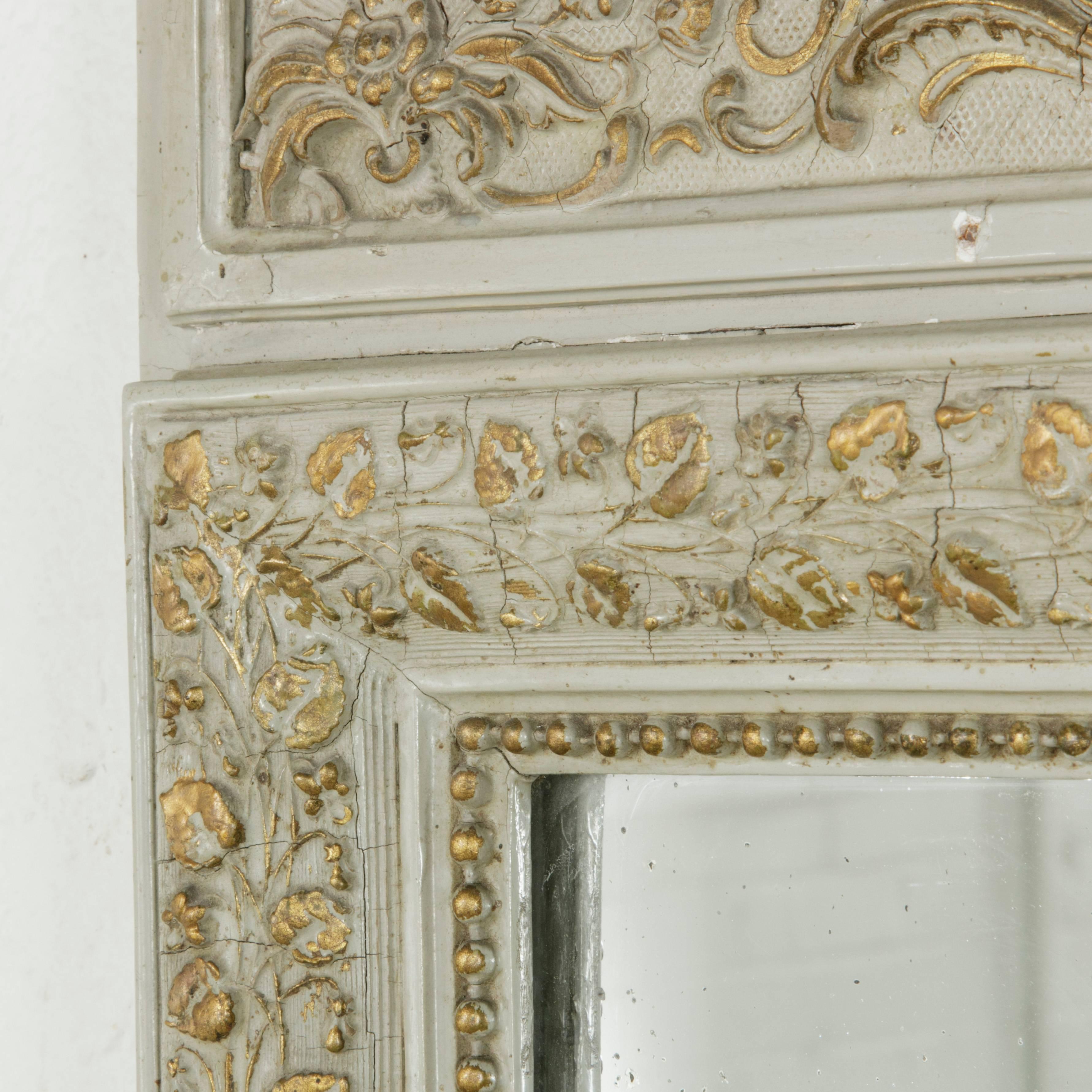 19th Century Napoleon III Period Hand-Carved and Painted Louis XV Style Mirror In Excellent Condition In Fayetteville, AR
