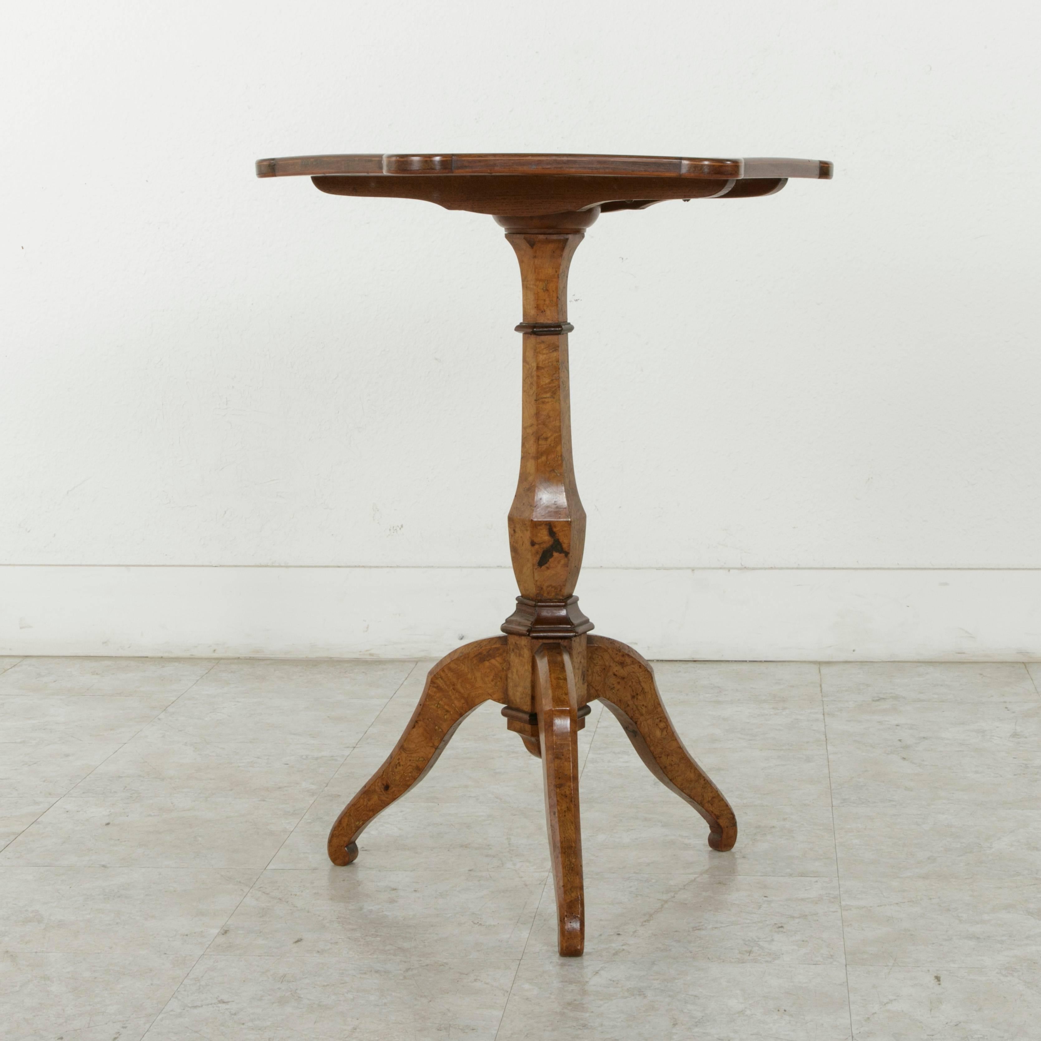 Early 19th Century 19th Century French Charles X Period Elm and Walnut Pedestal Table or Gueridon