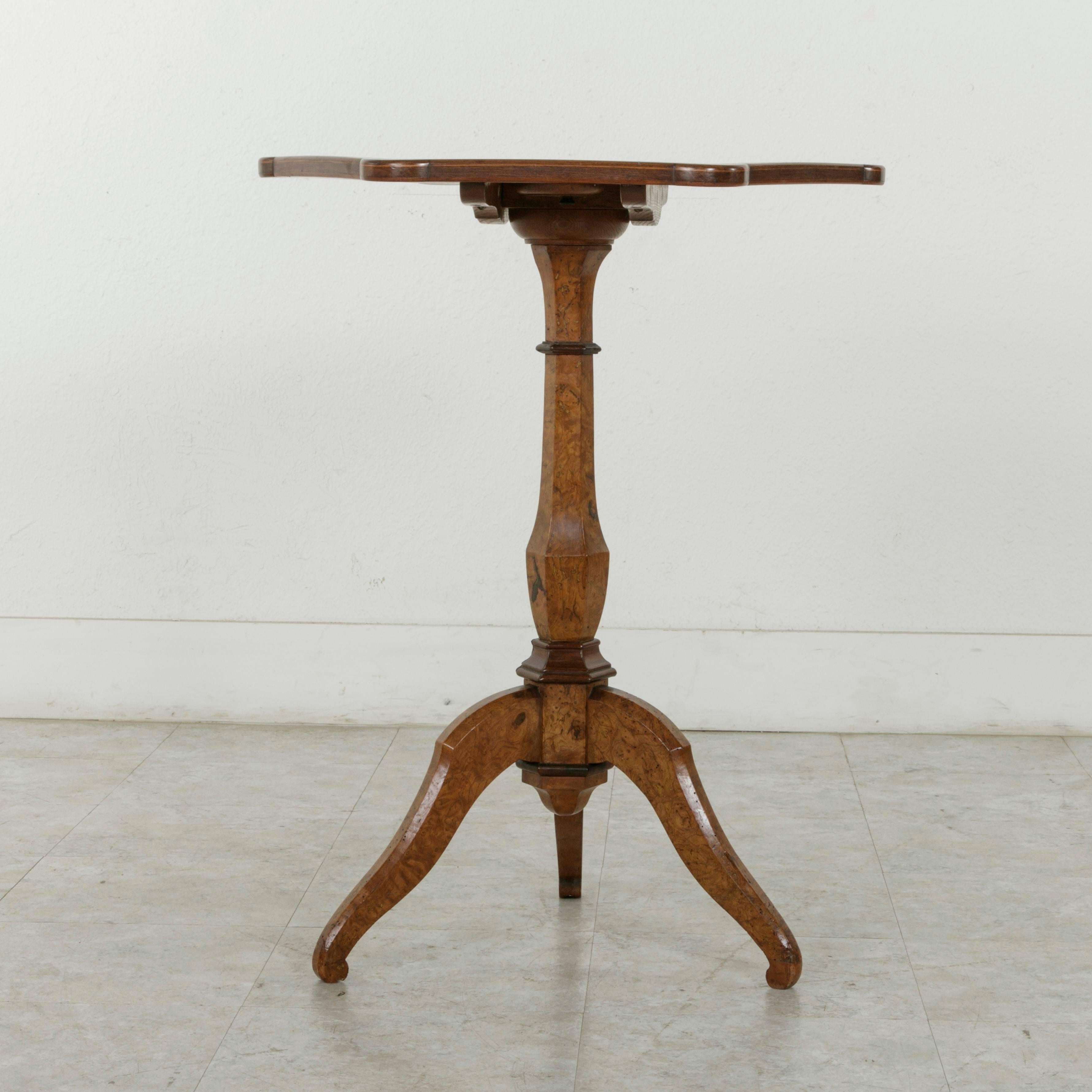 19th Century French Charles X Period Elm and Walnut Pedestal Table or Gueridon 1