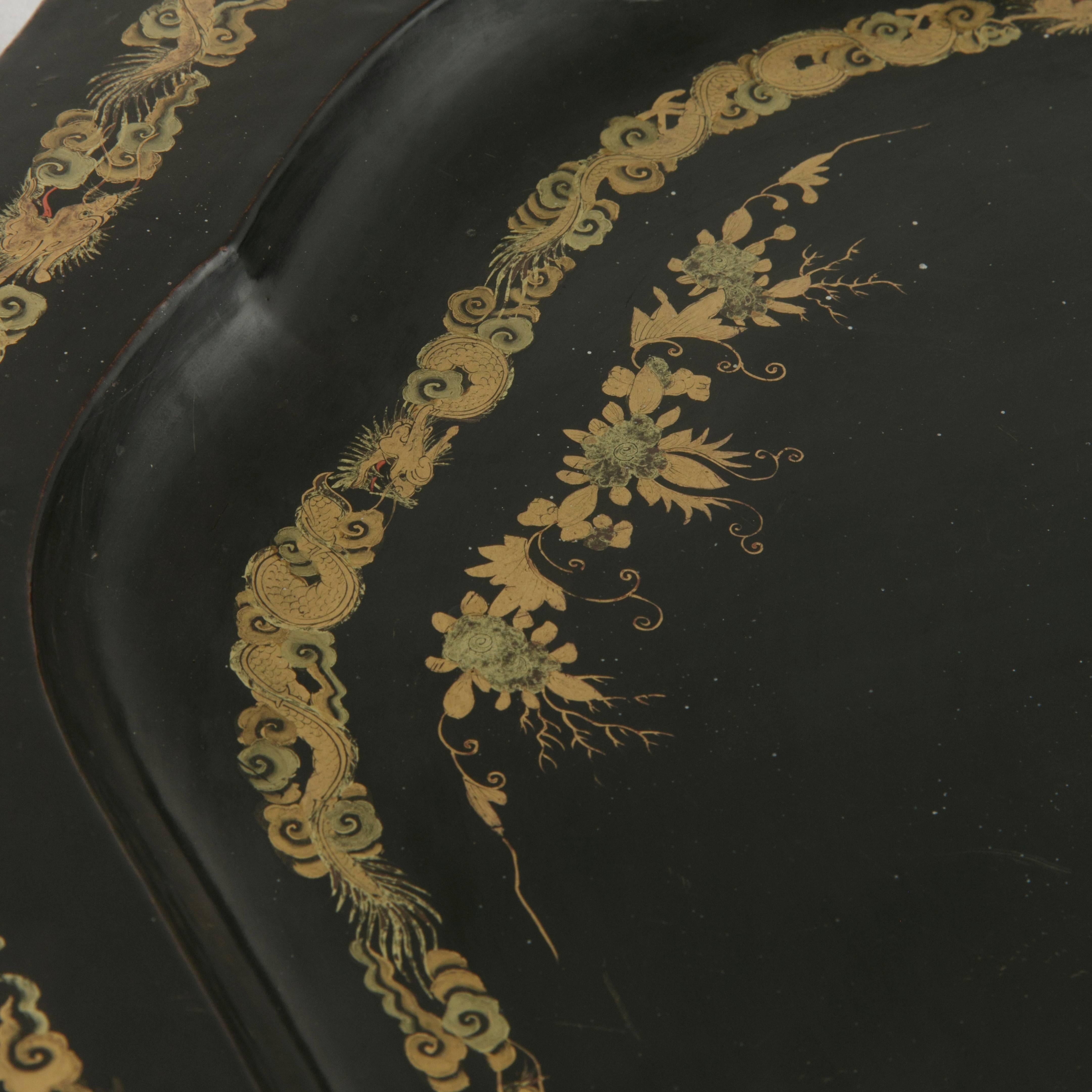 chinese black lacquer trays