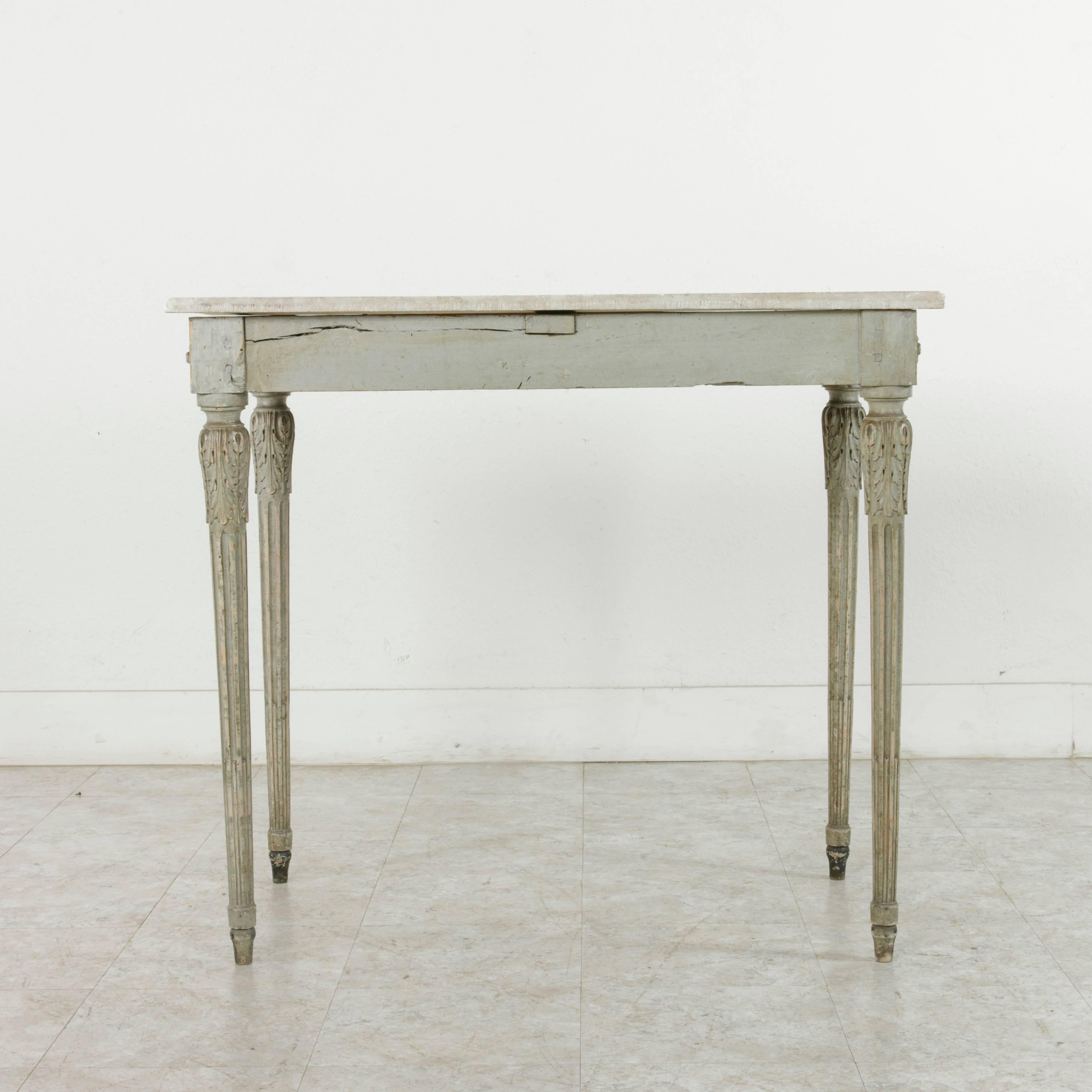 19th Century French Louis XVI Style Hand Carved Console Table with Marble Top 1