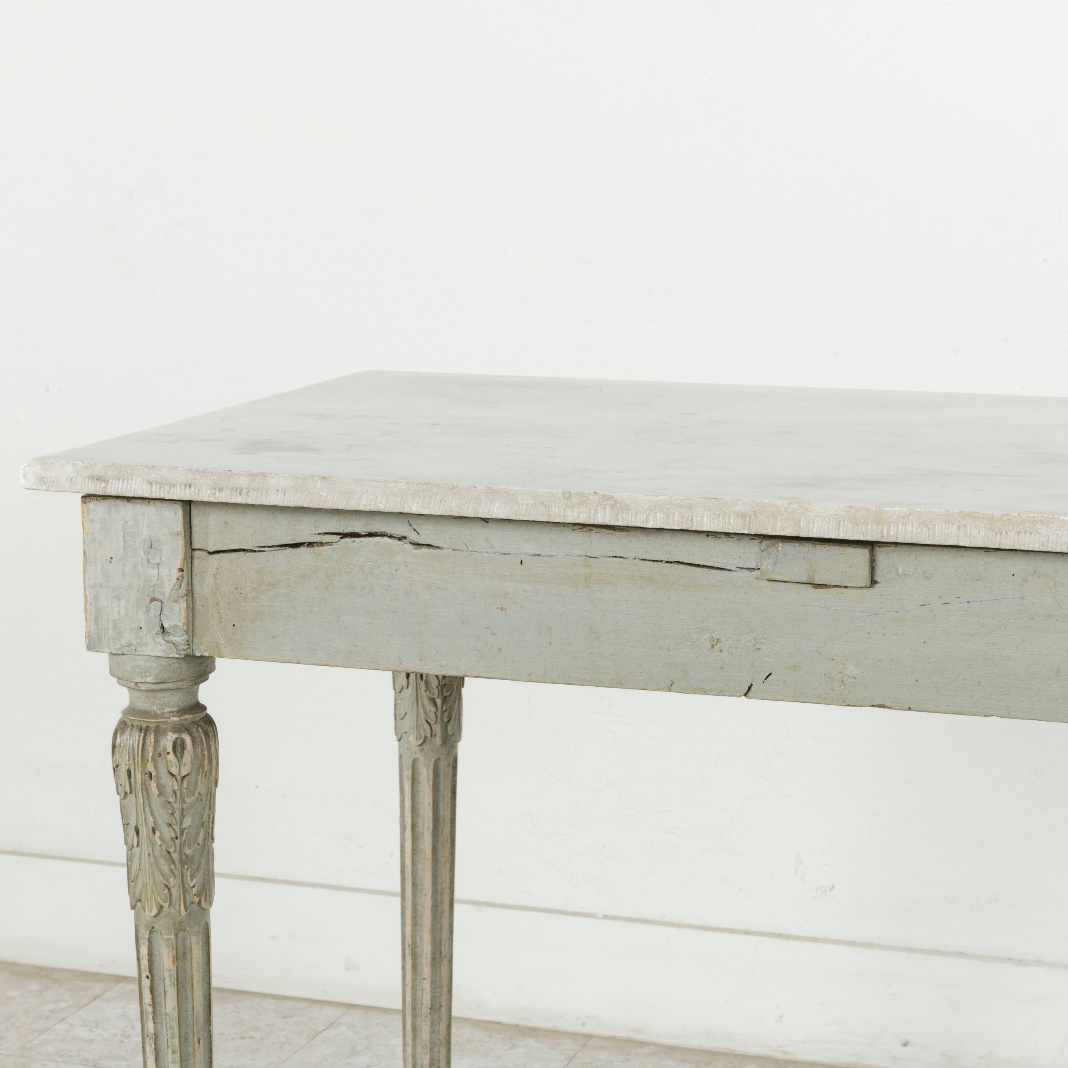 19th Century French Louis XVI Style Hand Carved Console Table with Marble Top 6