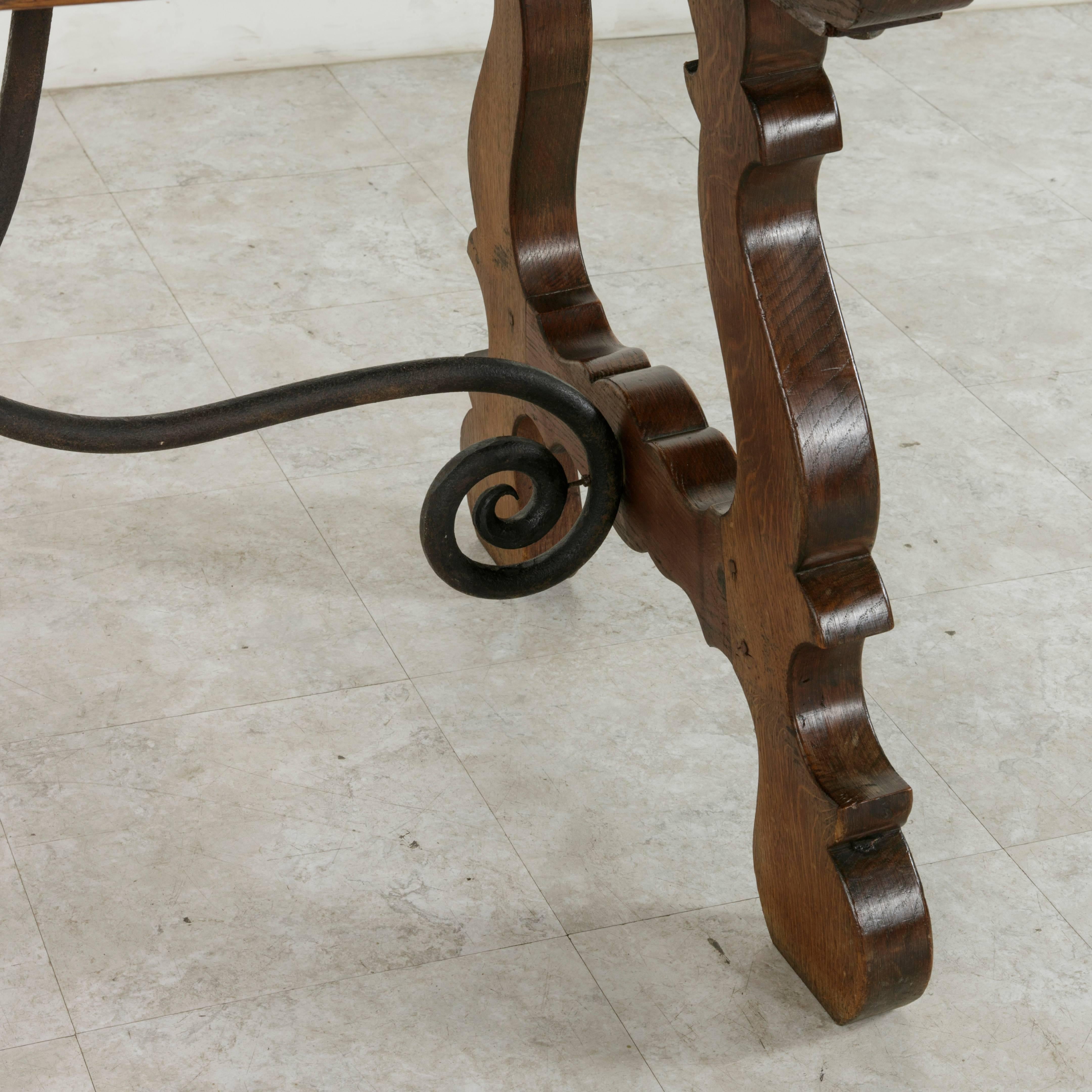 Early 20th Century Spanish Renaissance Style Table or Desk with Iron Stretcher 2