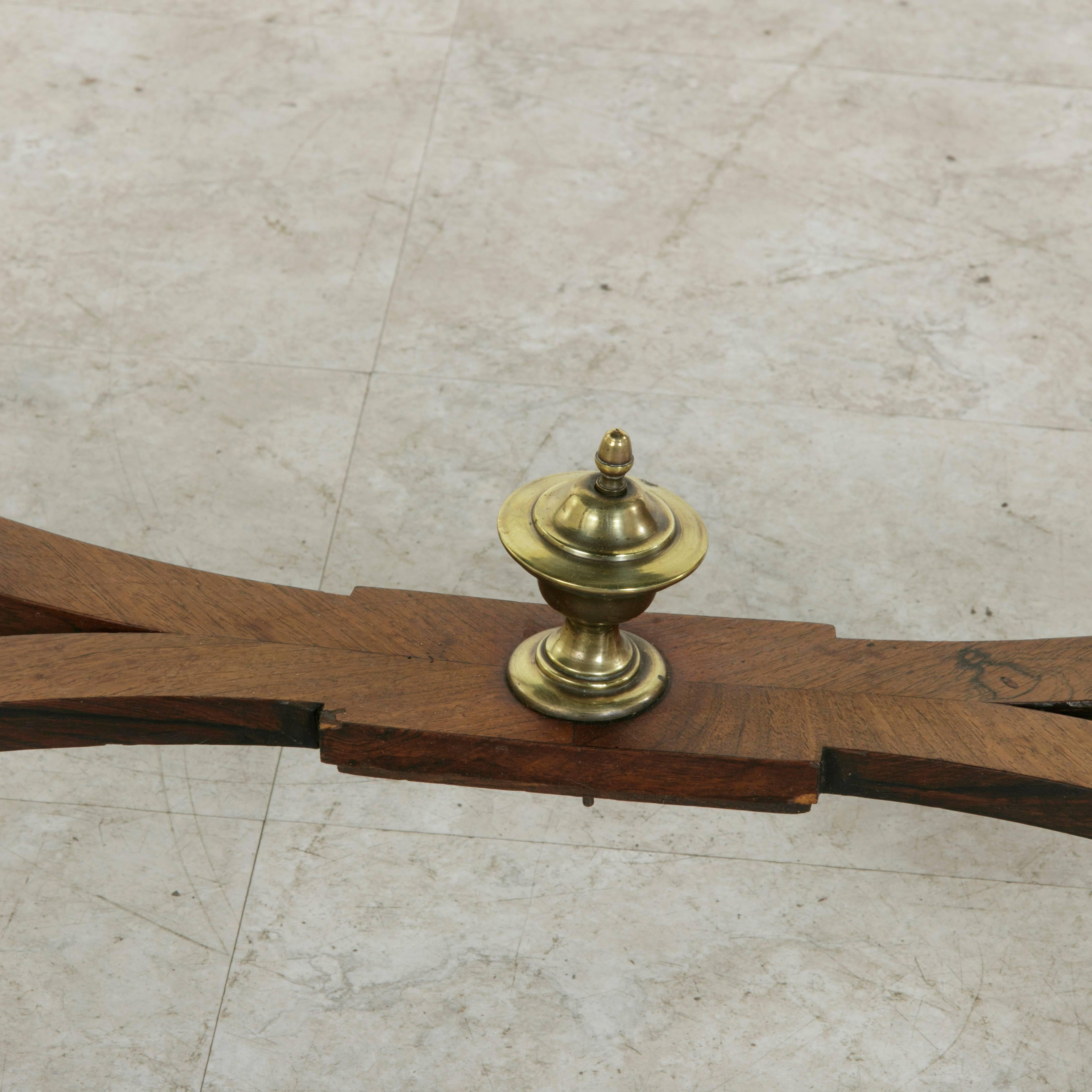 Fruitwood 19th Century Napoleon III Drop Leaf Marquetry Table with Exotic Woods and Bronze