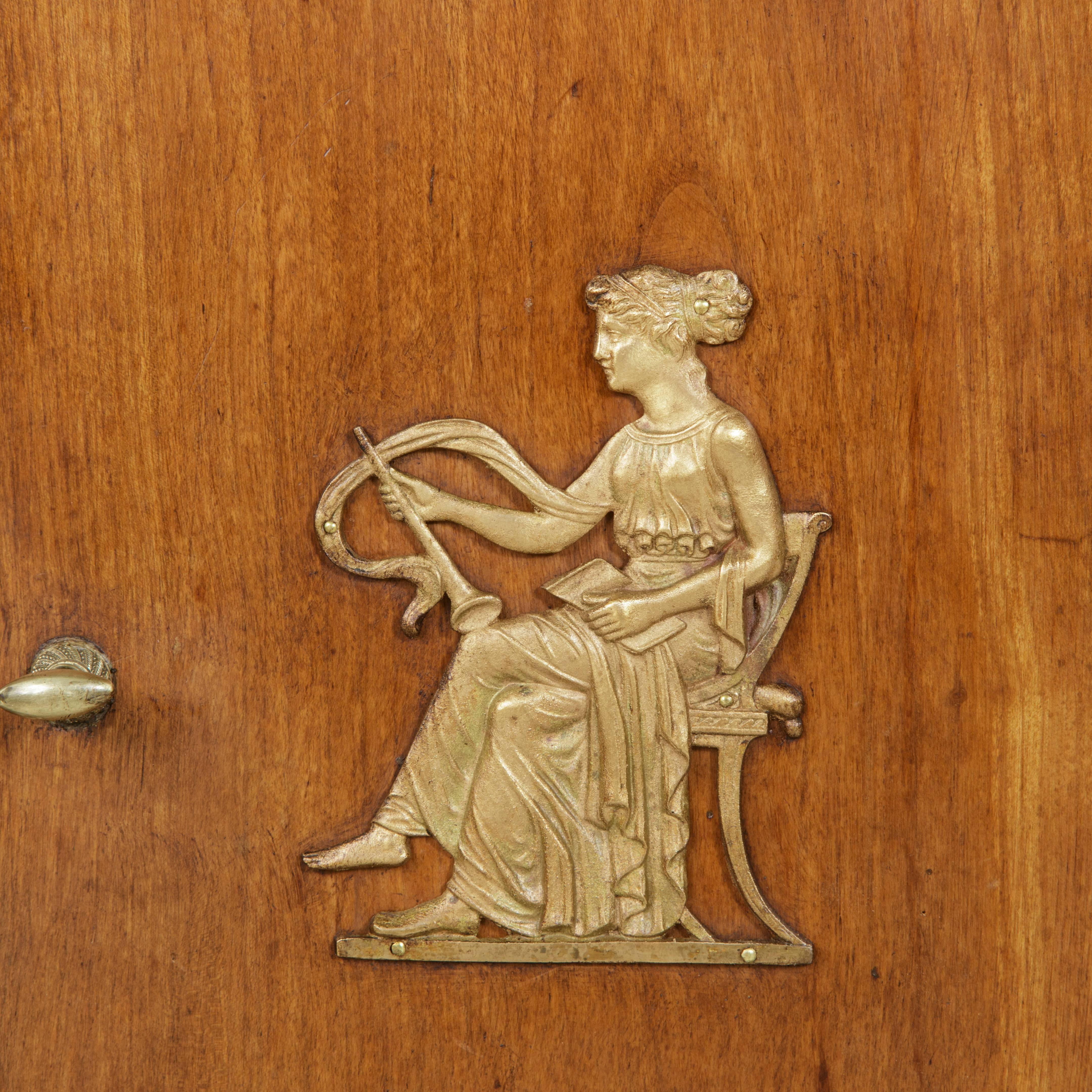 19th Century French Empire Period Walnut Nightstand with Brass Female Figure 4