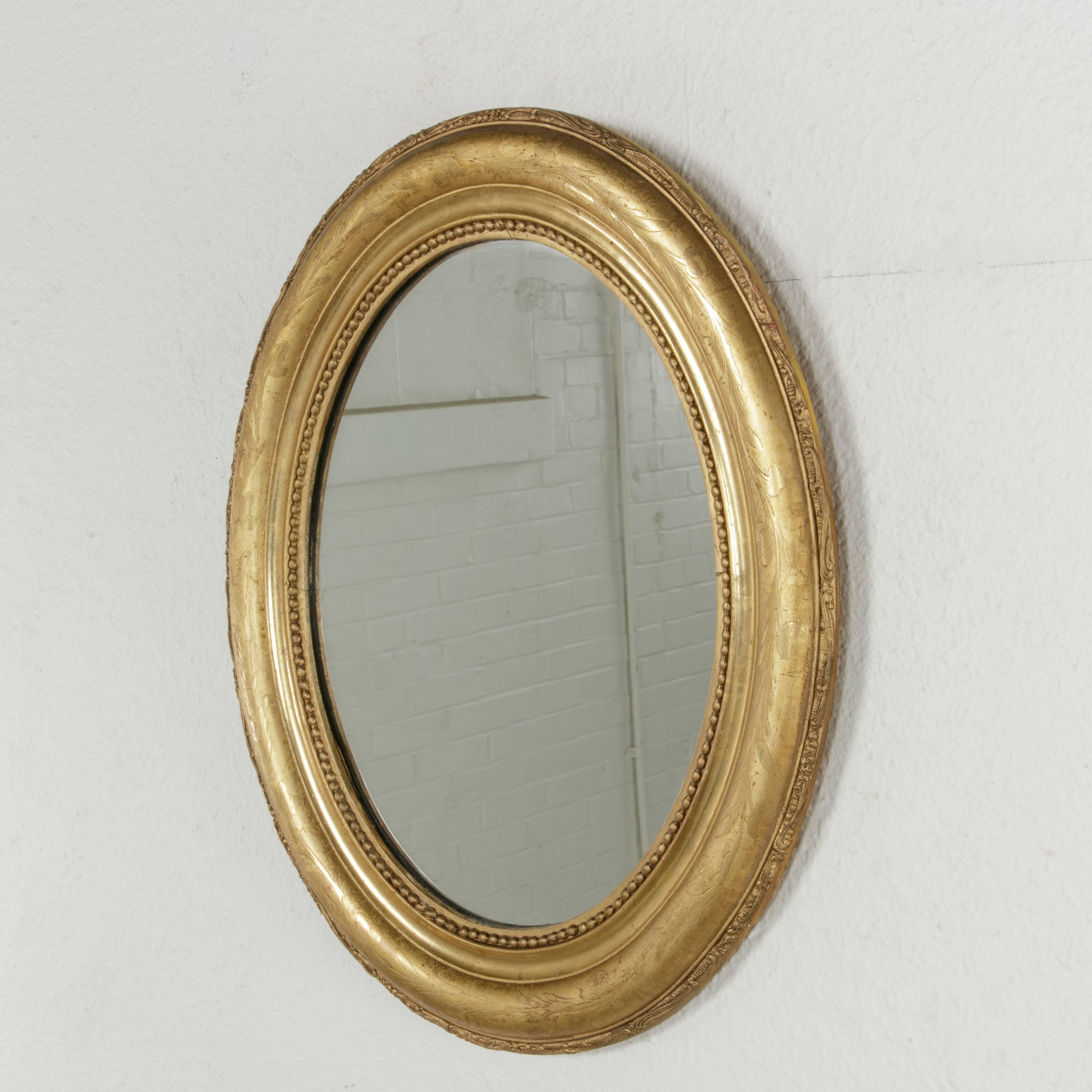 Small-Scale 19th Century French Oval Giltwood Mirror Napoleon III Period 4