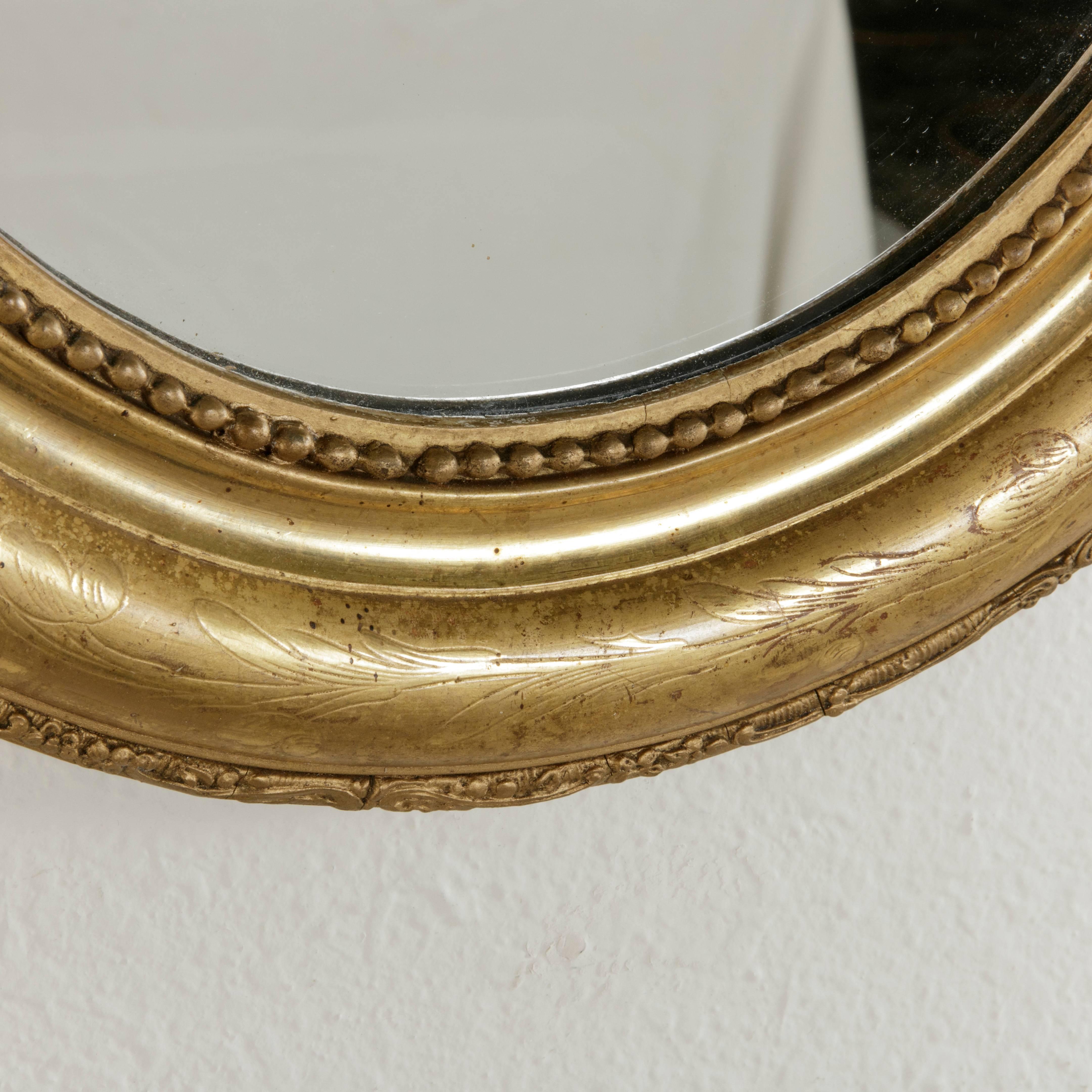 Small-Scale 19th Century French Oval Giltwood Mirror Napoleon III Period 2
