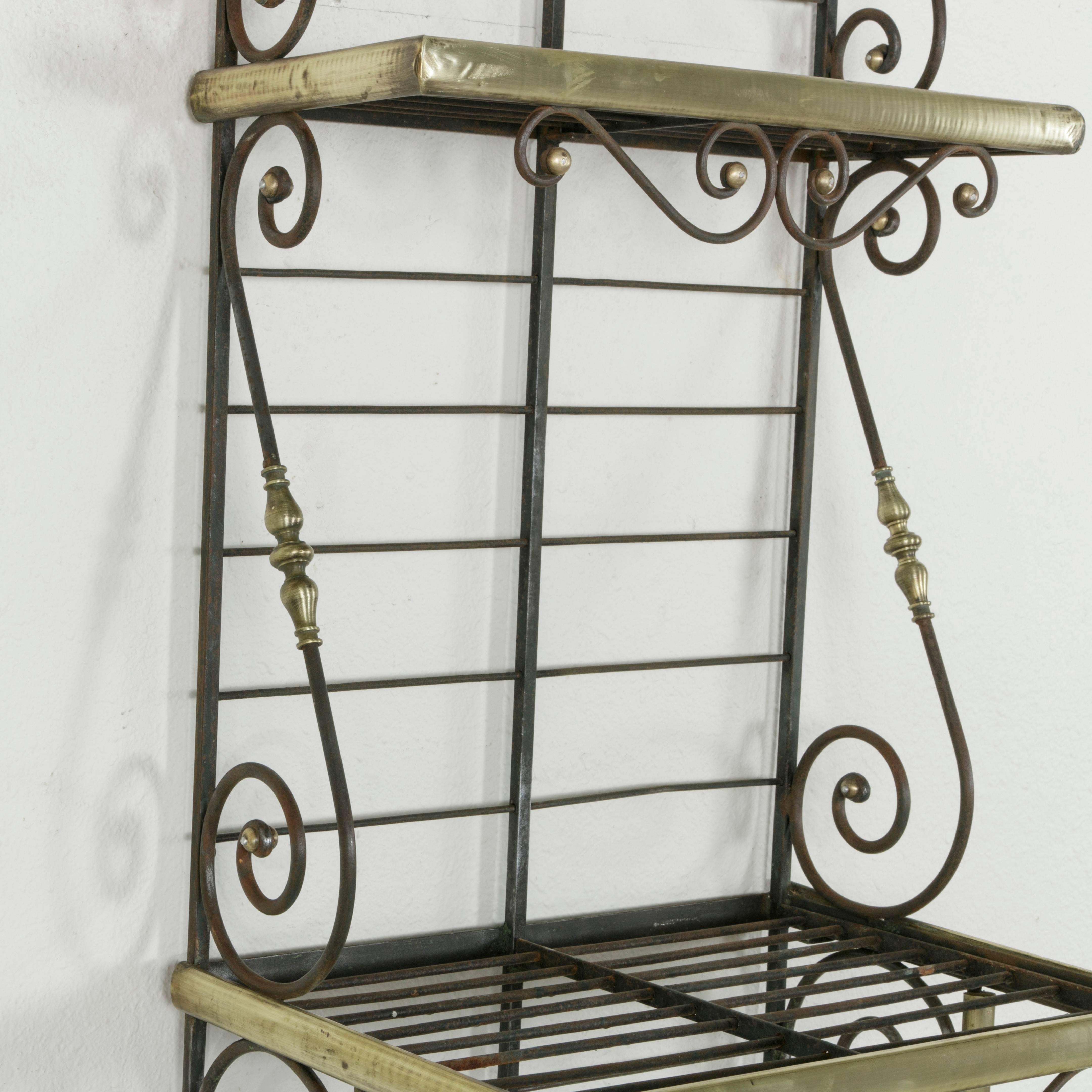 Mid-20th Century French Iron Baker's Rack with Brass Trim and Shock of Wheat 1