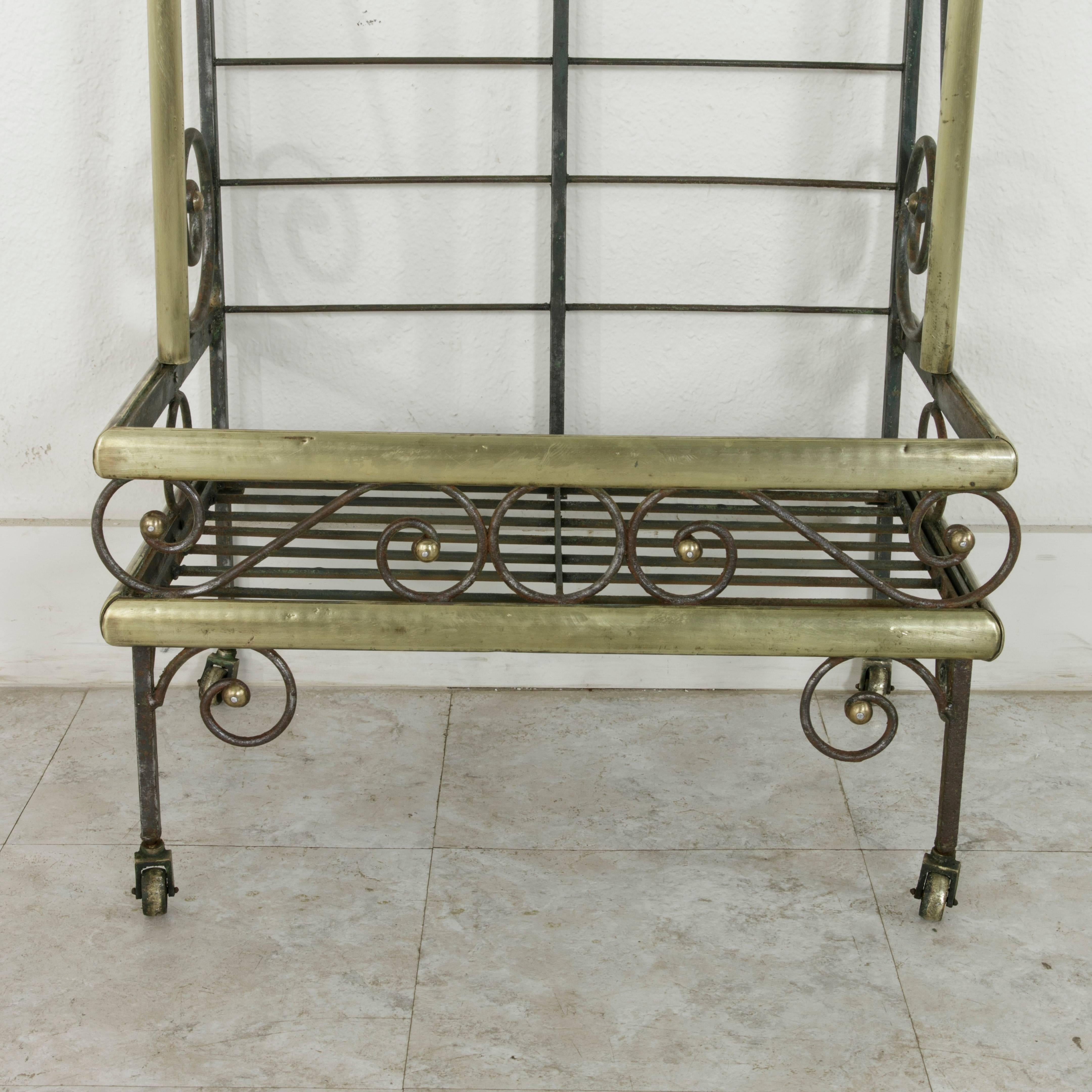 Mid-20th Century French Iron Baker's Rack with Brass Trim and Shock of Wheat 4