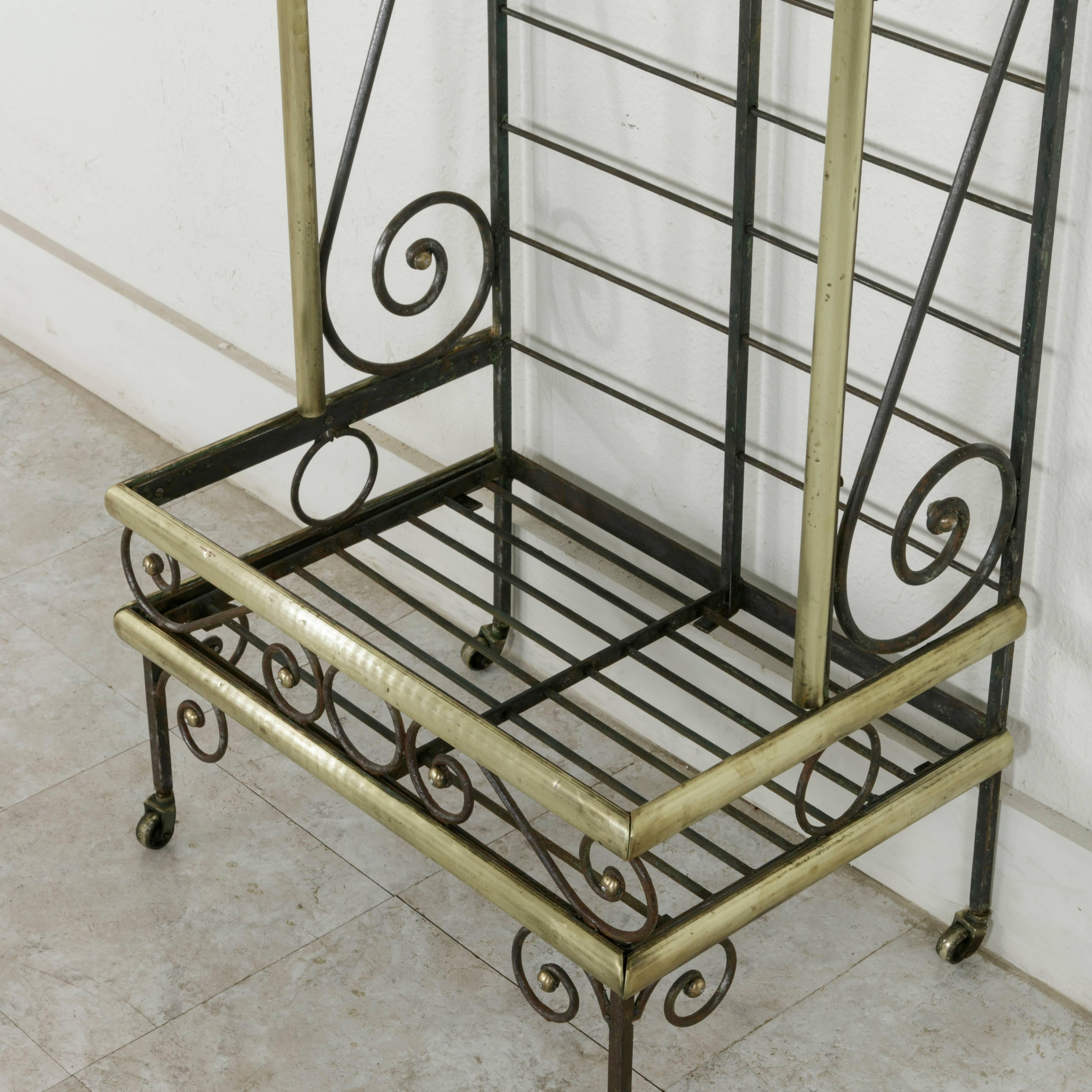 Mid-20th Century French Iron Baker's Rack with Brass Trim and Shock of Wheat 3