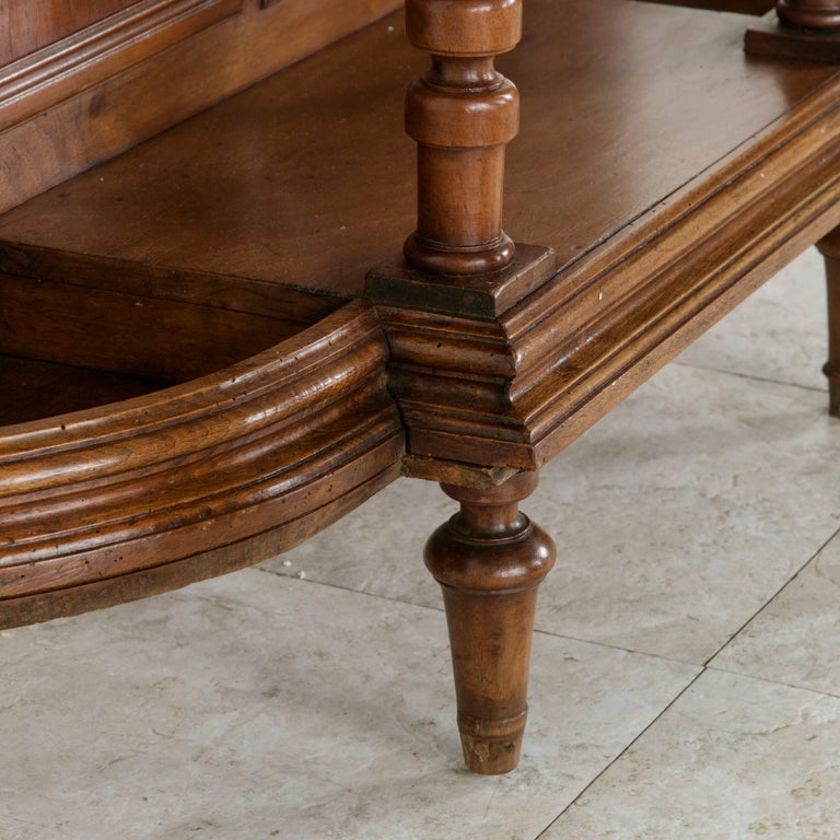 19th Century Louis XVI Style Hand-Carved Walnut Hall Tree with Brass ...