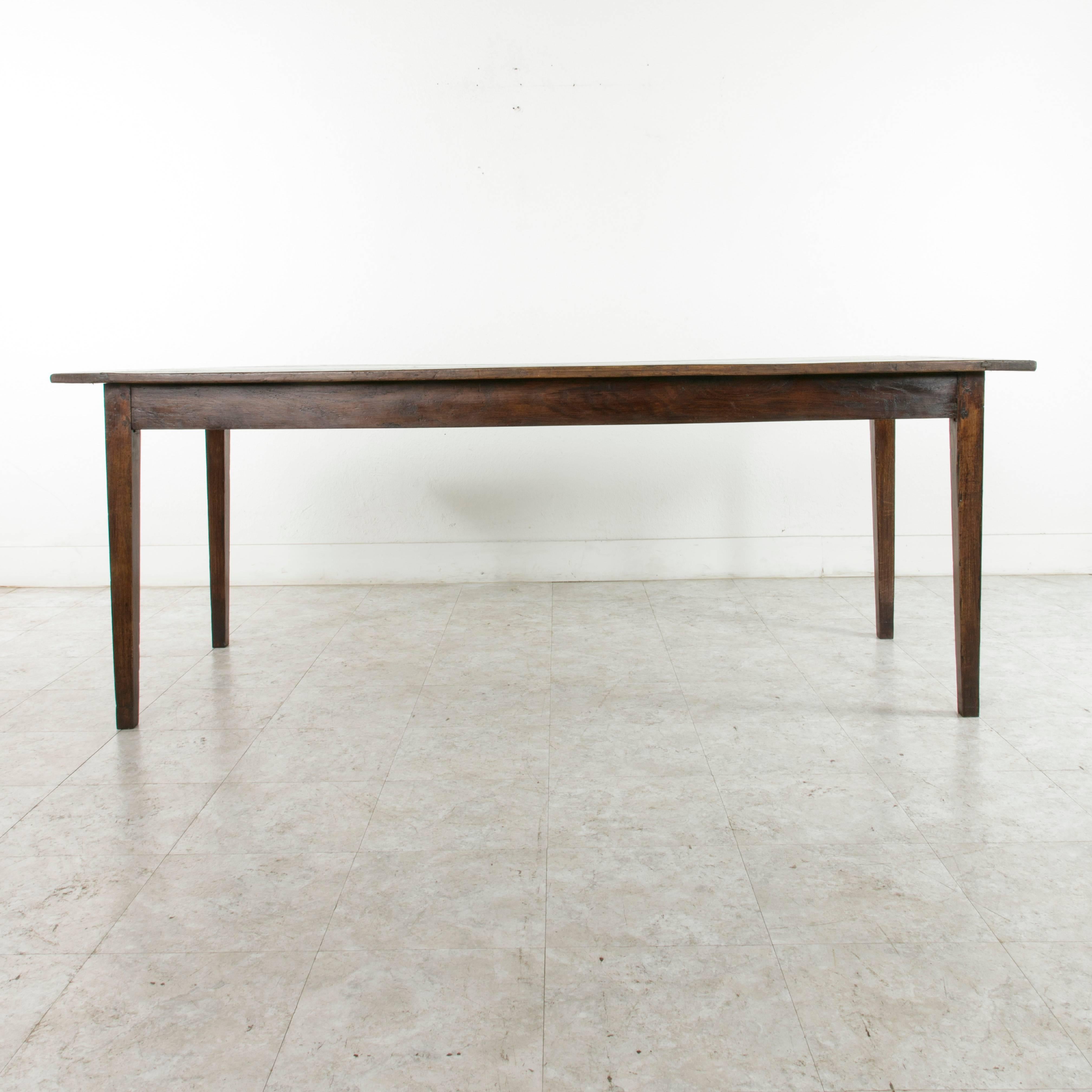 Early 20th Century French Artisan-Made Poplar Farm Table or Dining Table with Single Drawer