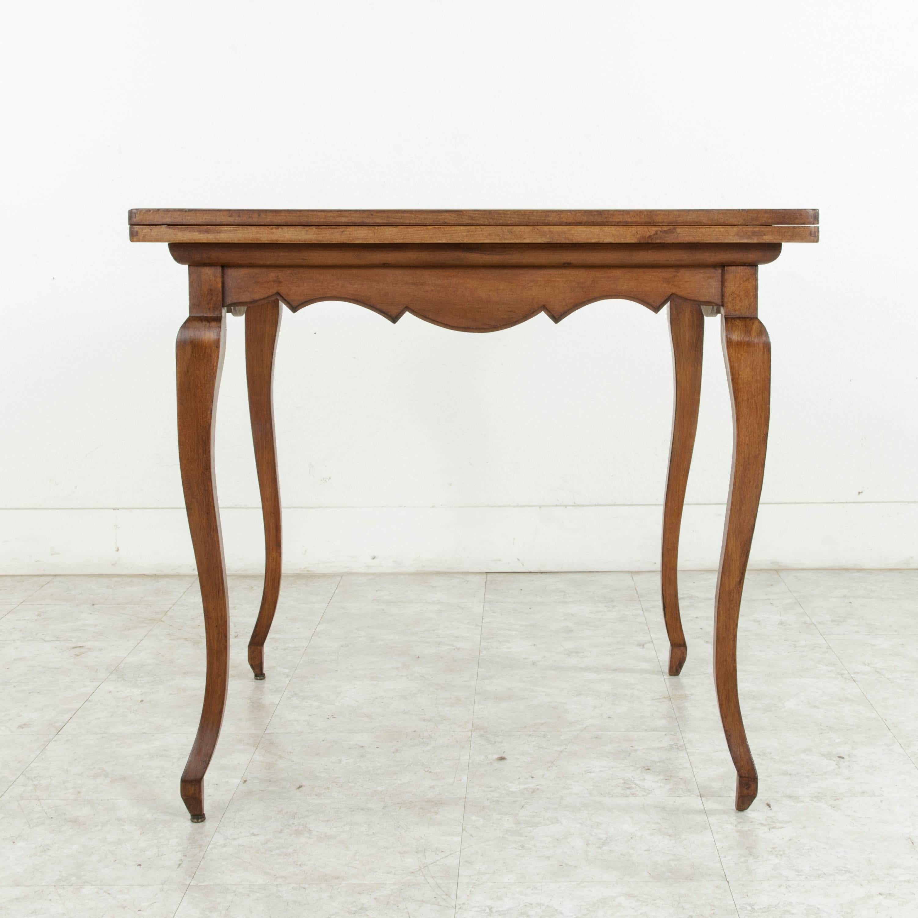 Mid-20th Century French Louis XV Style Cherrywood Game Table with Folding Top 2