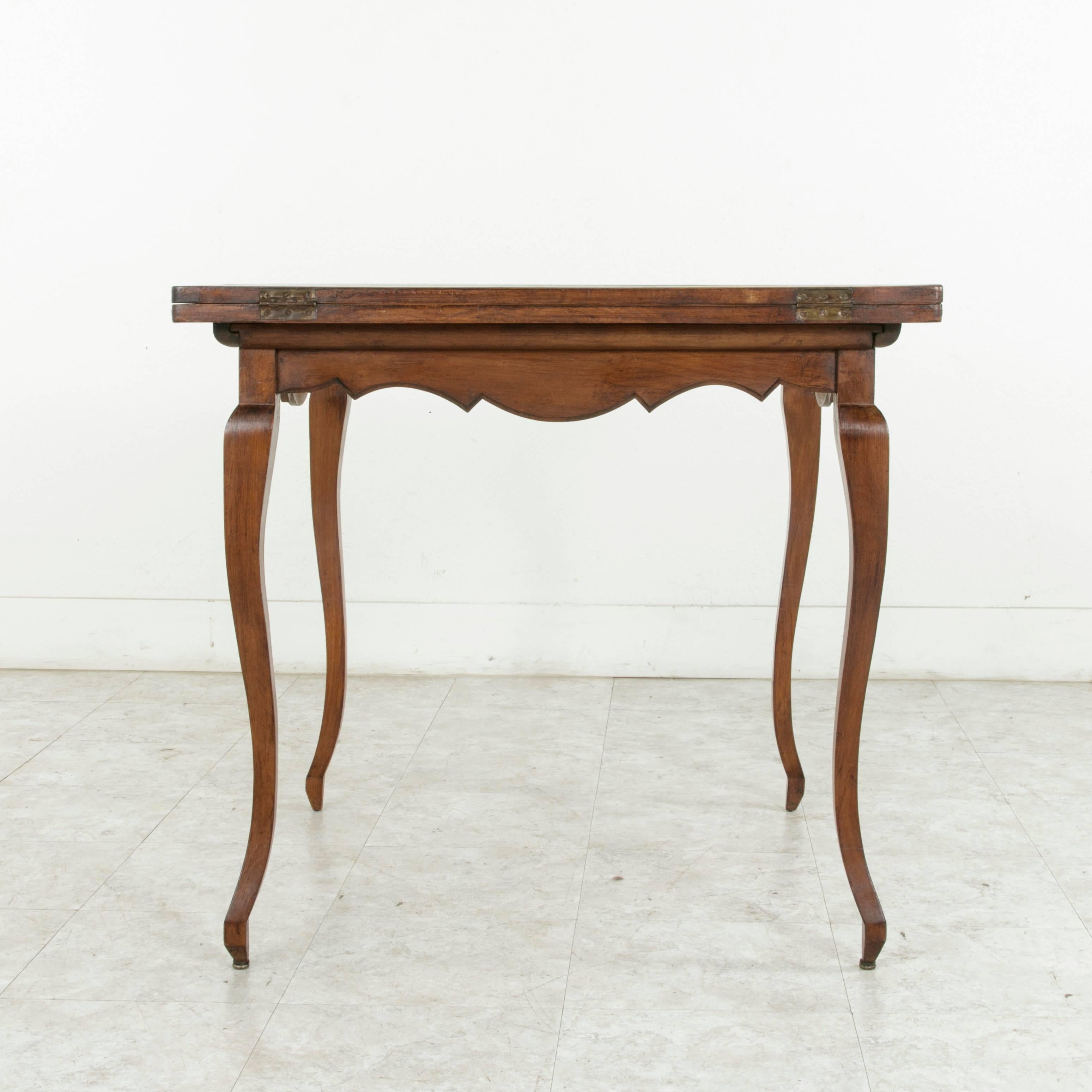 Mid-20th Century French Louis XV Style Cherrywood Game Table with Folding Top 1
