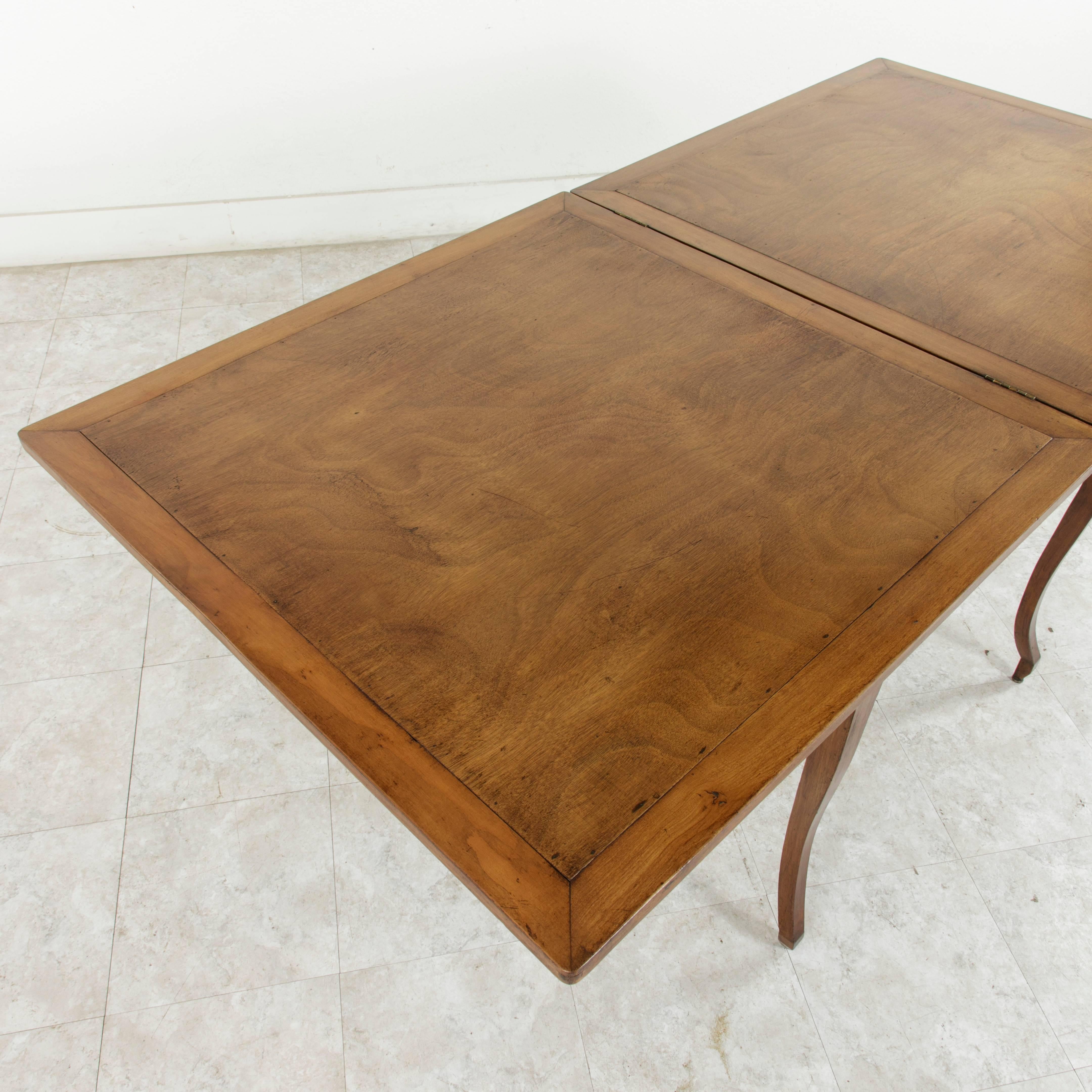 Mid-20th Century French Louis XV Style Cherrywood Game Table with Folding Top 6