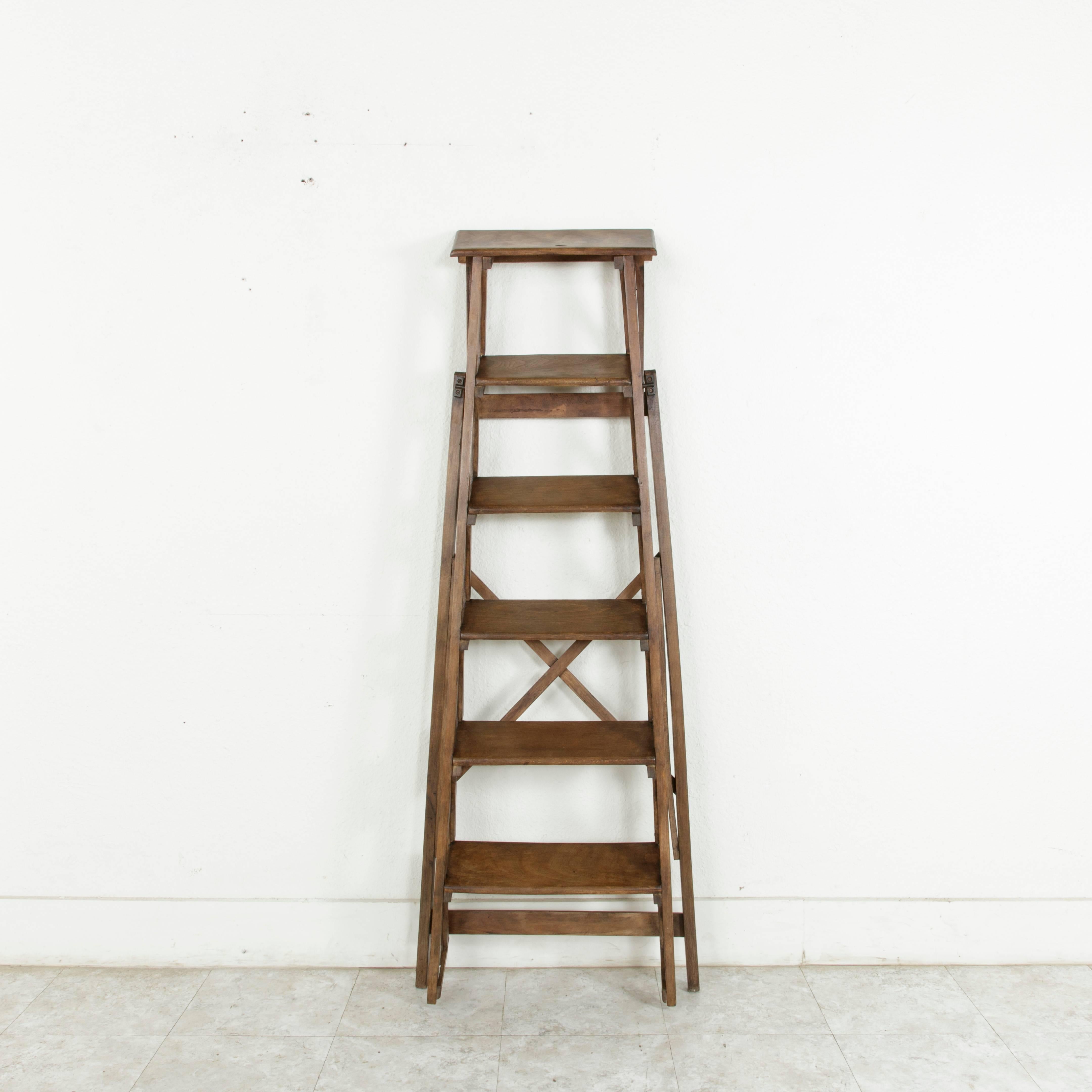 French Ash Wooden Library Ladder, circa 1900 3
