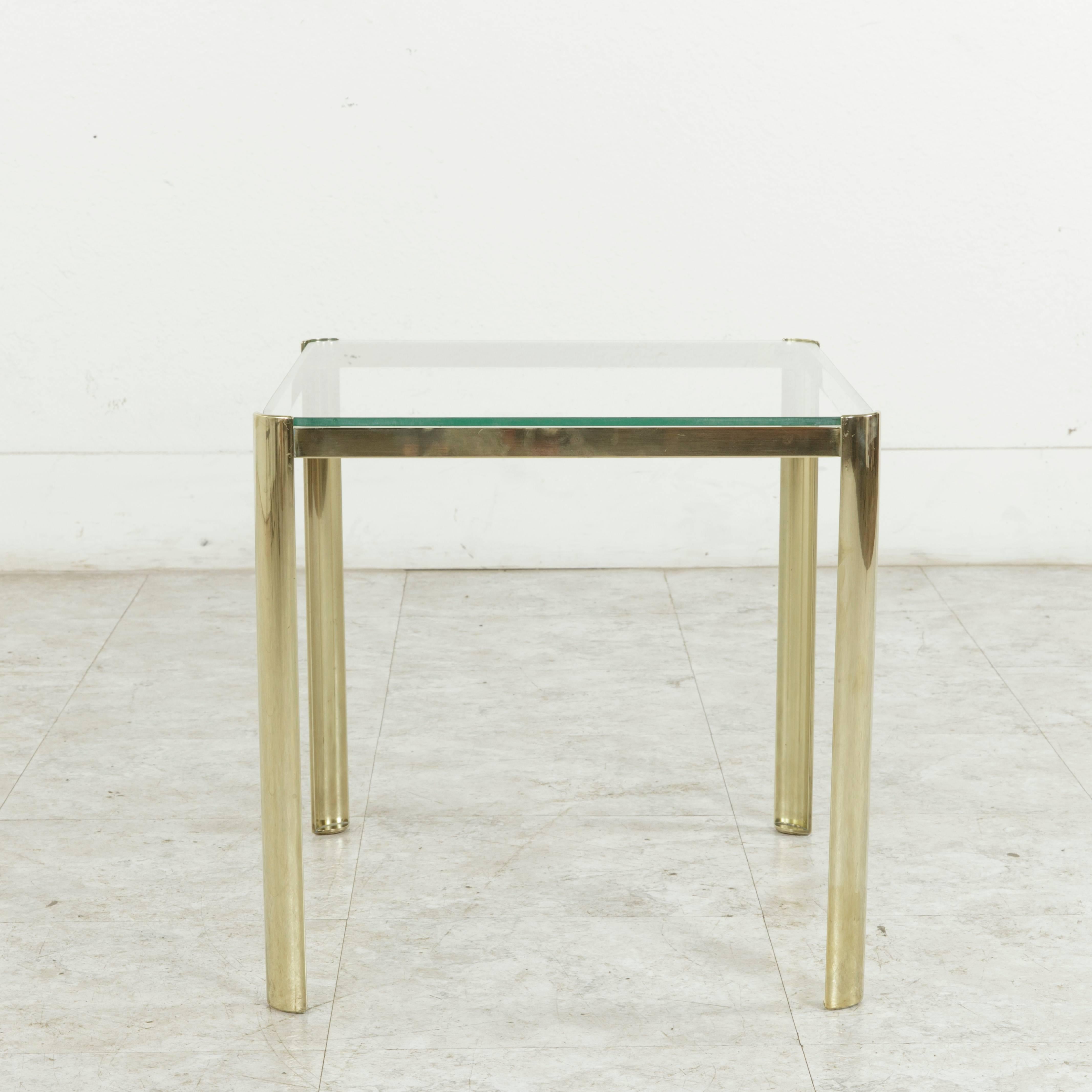 Midcentury French Bronze and Glass Side Table by Jacques Quinet for Broncz 2