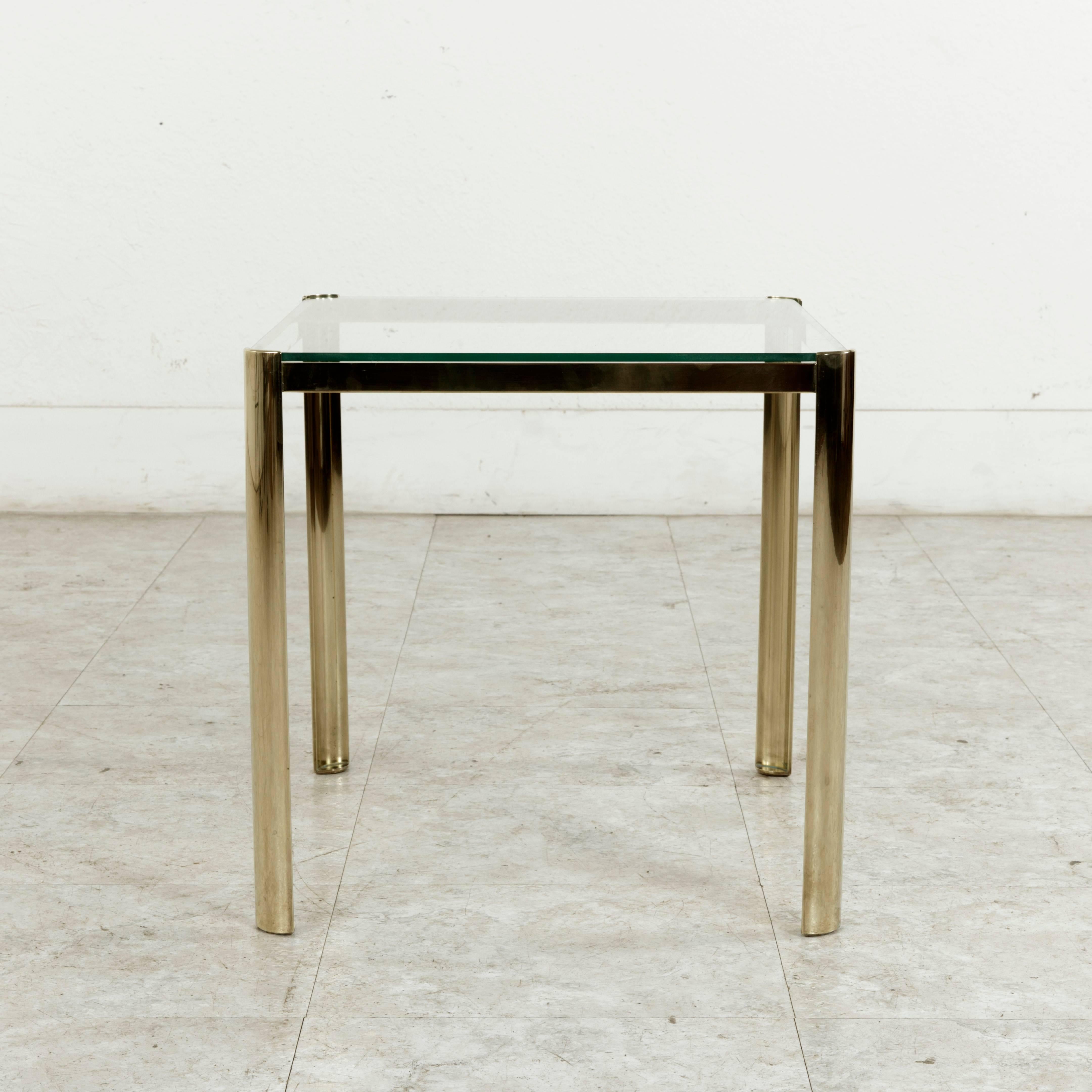 20th Century Midcentury French Bronze and Glass Side Table by Jacques Quinet for Broncz